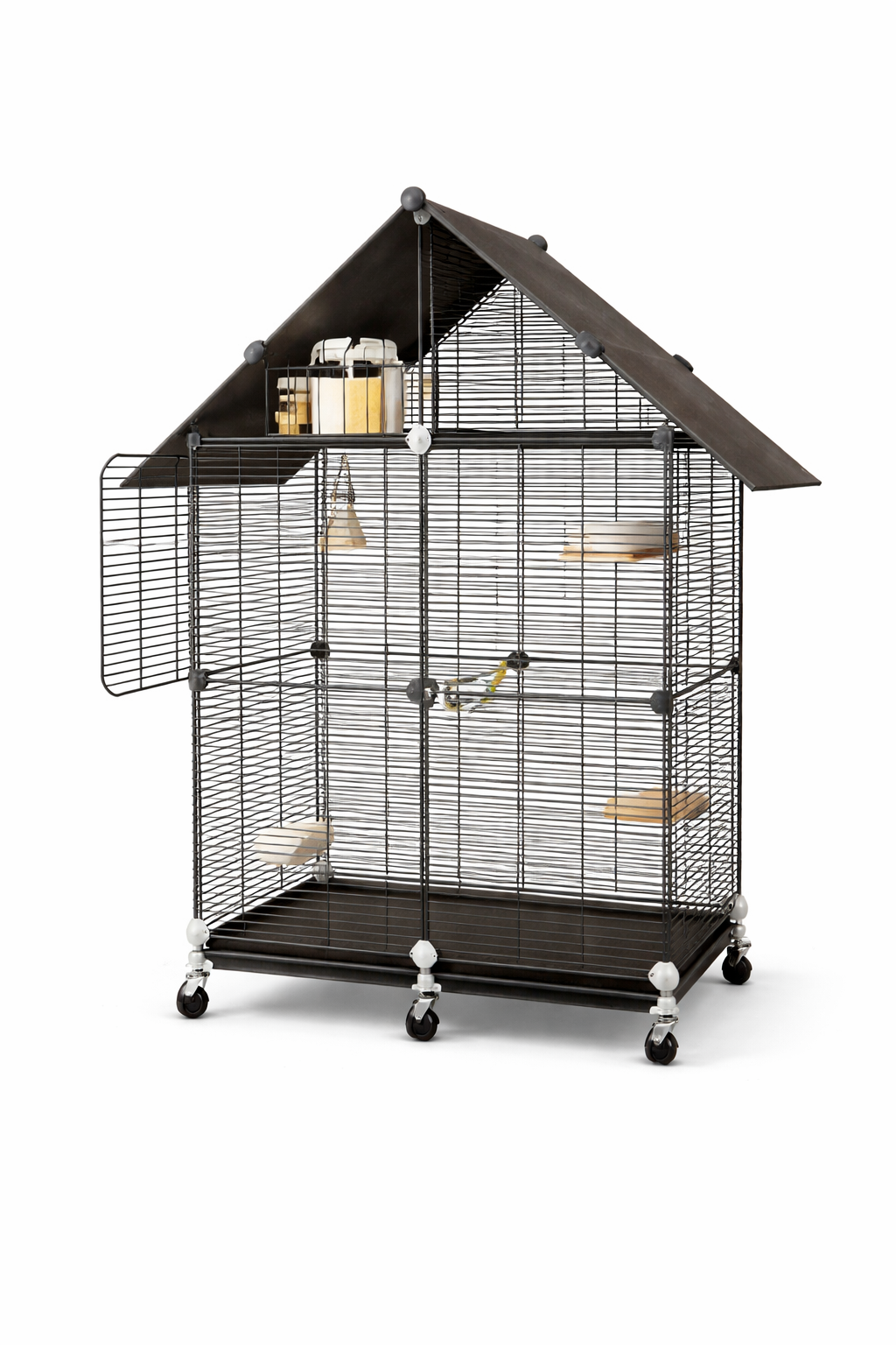 Клітина для птахів Будиночок KP-83 з дерев'яними іграшками ∙ Простора та безпечна пташина клітка KP-83