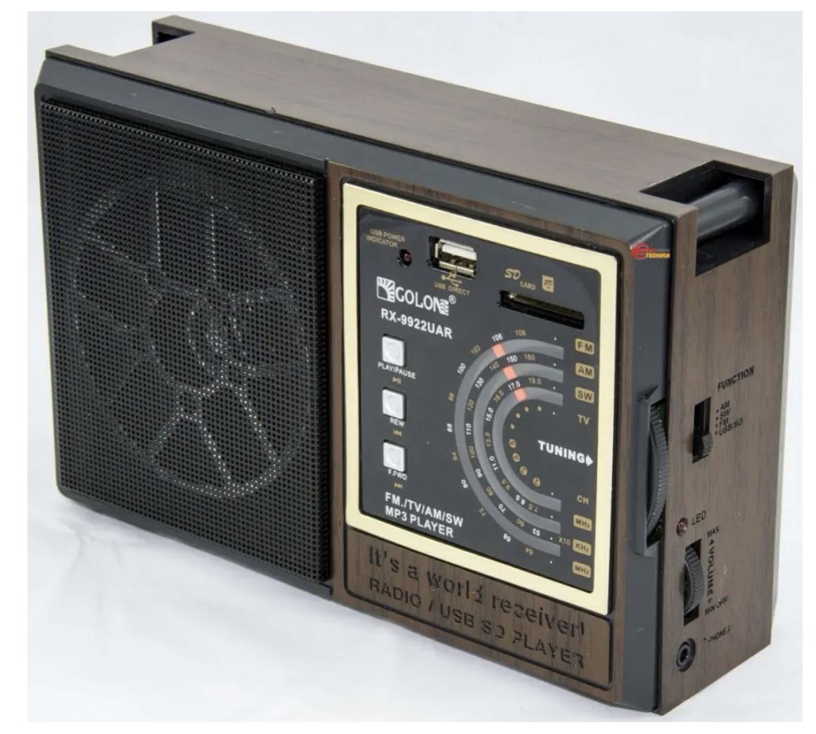 Радіоприймач GOLON RX-98 з USB, SD і акумулятором для дому, подорожей і природи - мініатюра 2