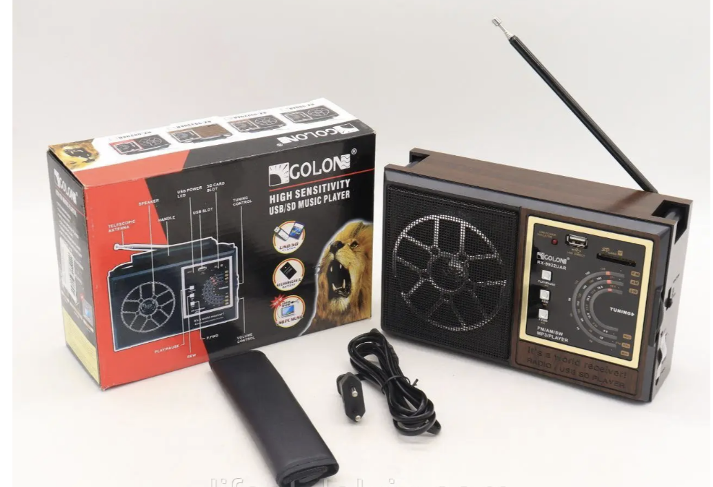 Радіоприймач GOLON RX-98 з USB, SD і акумулятором для дому, подорожей і природи - мініатюра 5