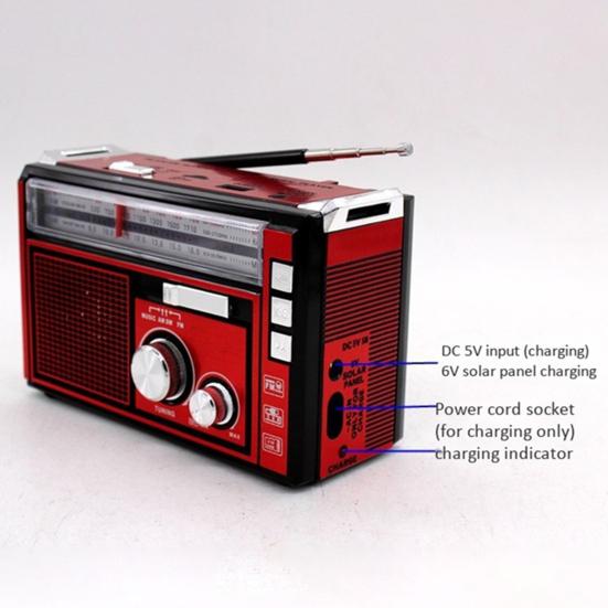 Радіоприймач GOLON RX-382 з USB, SD і LED-ліхтариком для дому, дачі та відключень світла - мініатюра 2