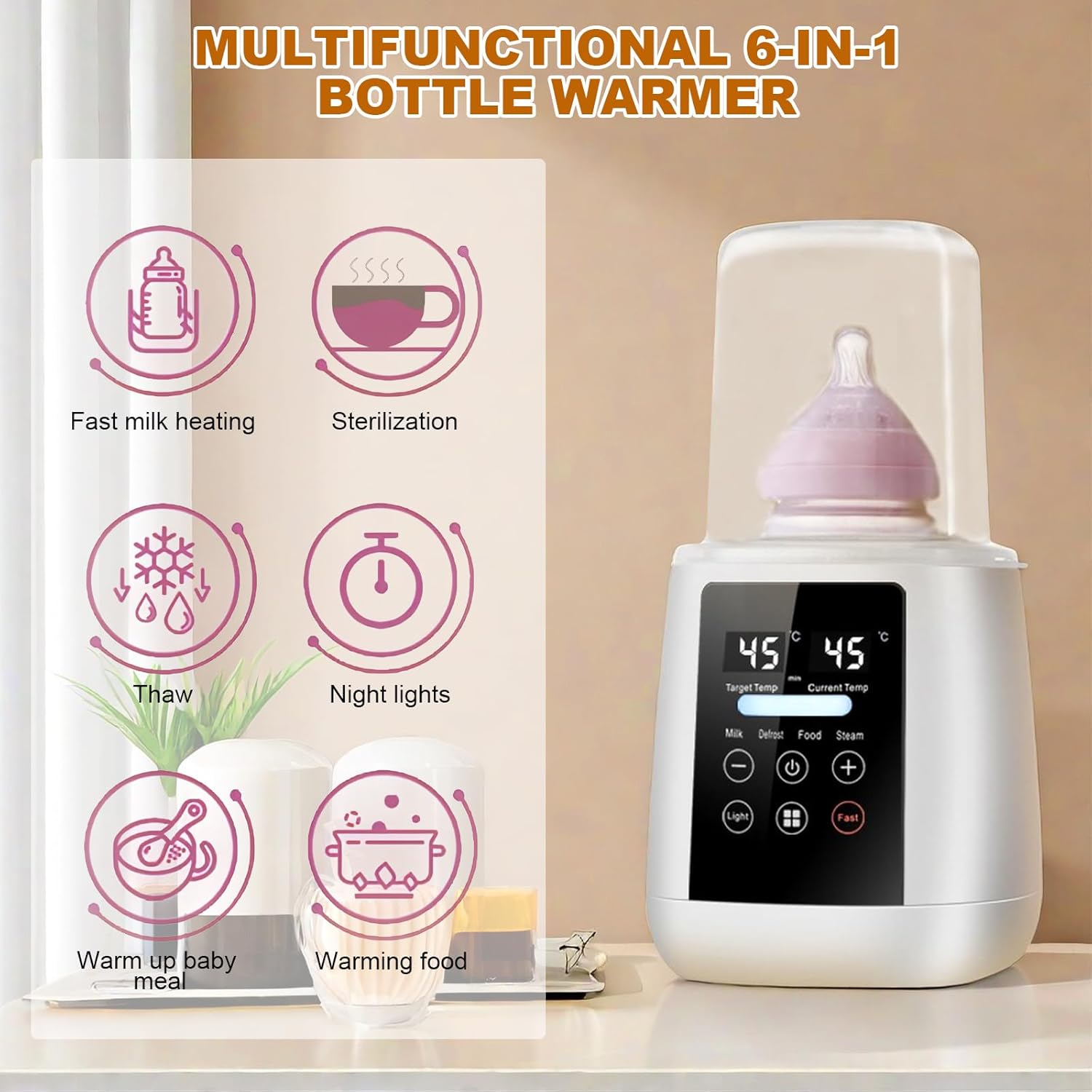 Портативний стерилізатор-підігрівач 8 в 1 для дитячих пляшечок з USB і акумулятором - мініатюра 4