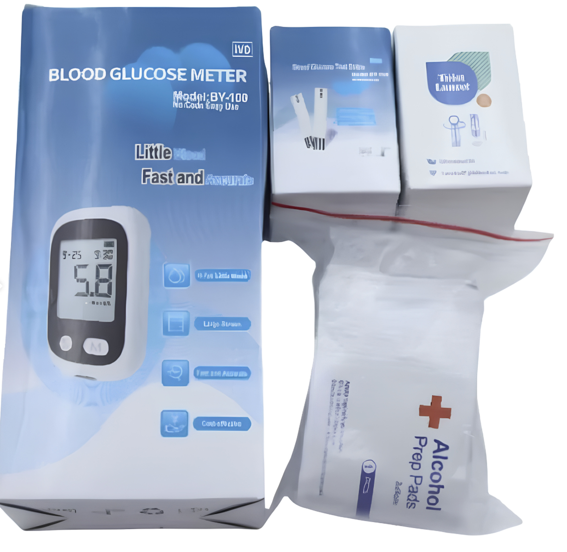 Глюкометр BY-100 з 50 тест-смужками для регулярного контролю рівня глюкози вдома і в дорозі - мініатюра 3