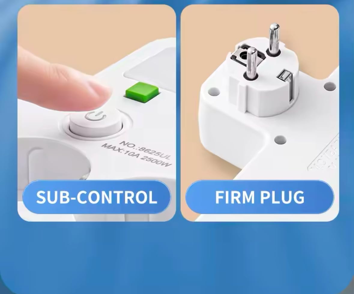 Мережевий розгалужувач 8625UL з 4 розетками, USB і Type-C для робочої зони та дому - мініатюра 4