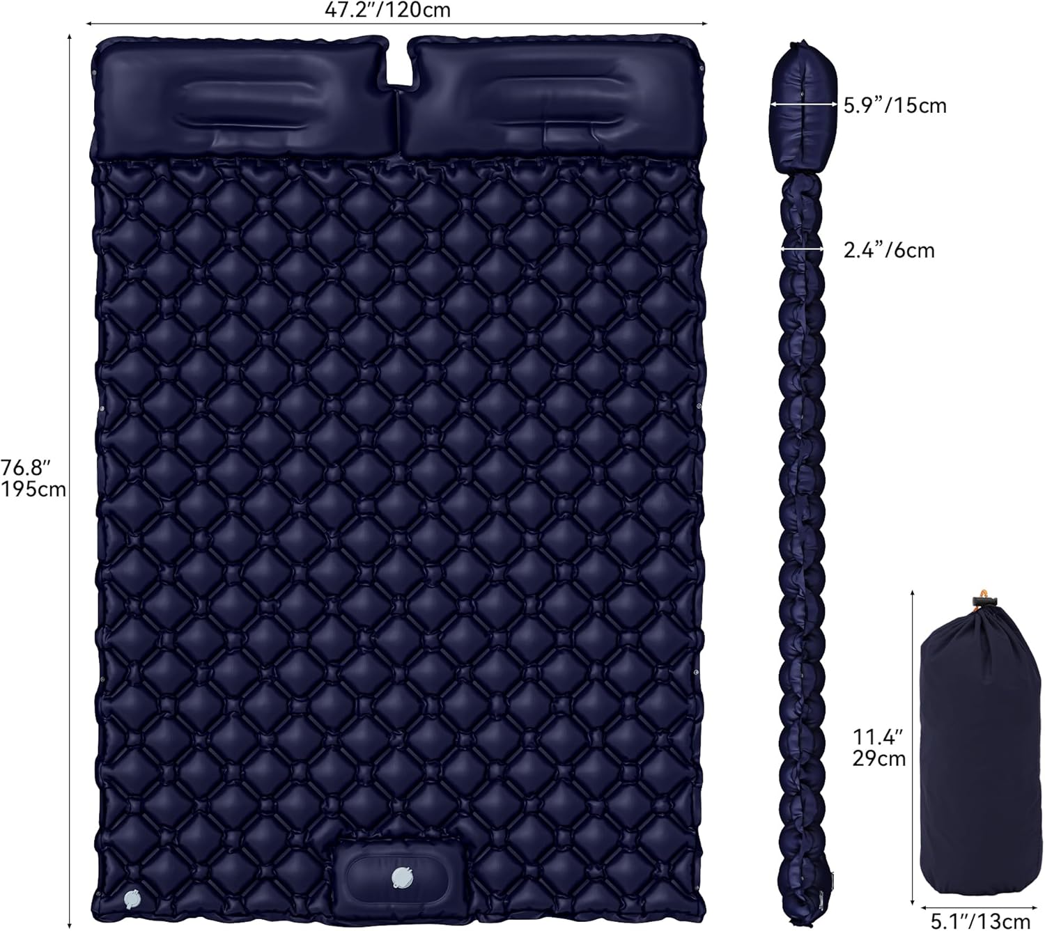 Двомісний туристичний матрац WCG для кемпінгу, подорожей і сну на природі - мініатюра 3