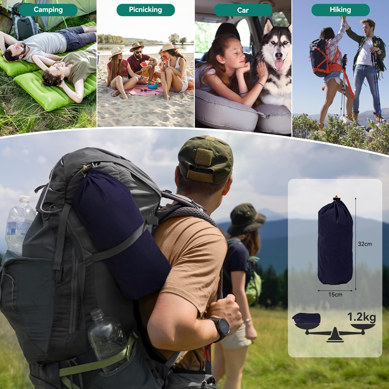 Двомісний туристичний матрац WCG для кемпінгу, подорожей і сну на природі - мініатюра 9