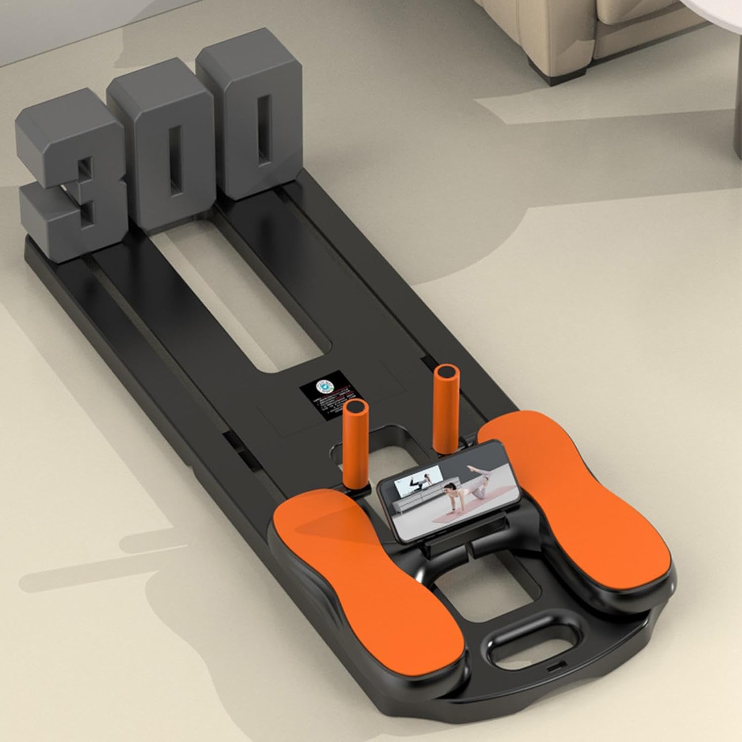 Складний тренажер MM3000 з автоповерненням ролика, таймером і тримачем для смартфона - мініатюра 2