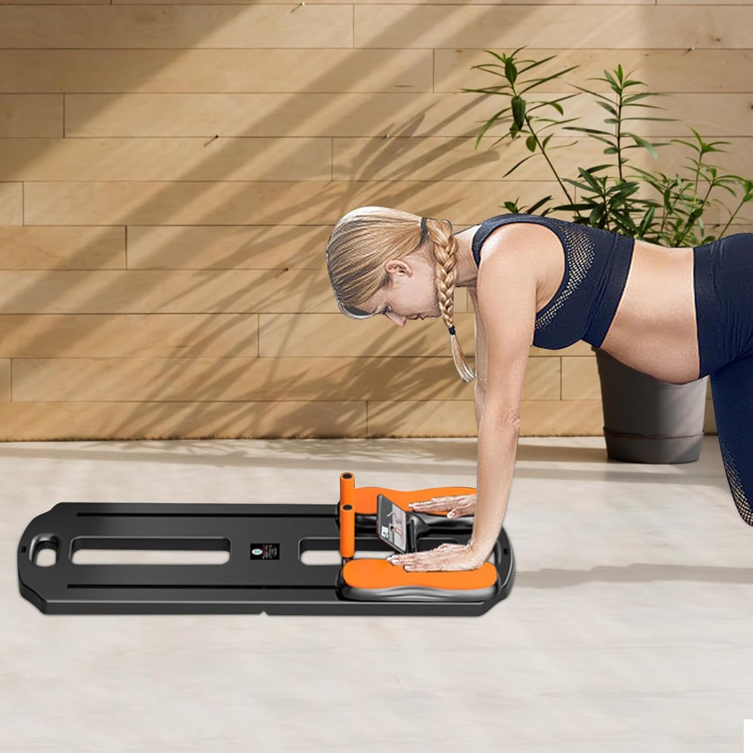 Складний тренажер MM3000 з автоповерненням ролика, таймером і тримачем для смартфона - мініатюра 6