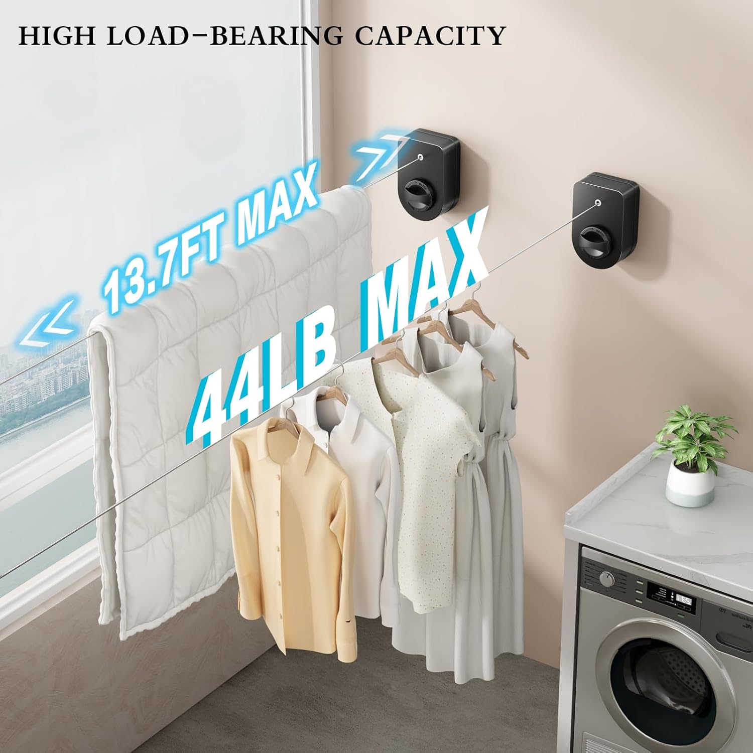 Wall Dryer WD-5 з висувним тросом для сушіння білизни у ванній, на балконі чи кухні - мініатюра 5