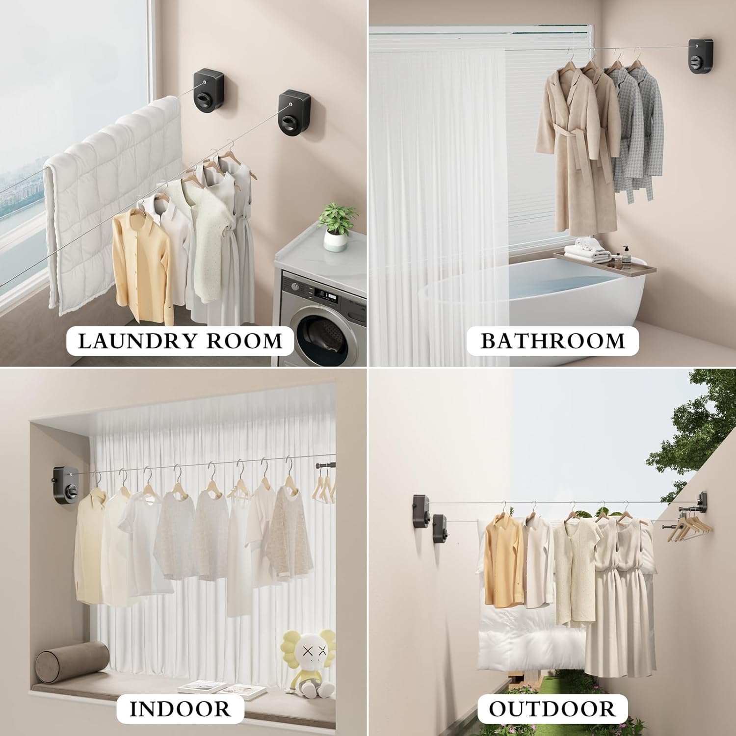 Wall Dryer WD-5 з висувним тросом для сушіння білизни у ванній, на балконі чи кухні - мініатюра 7