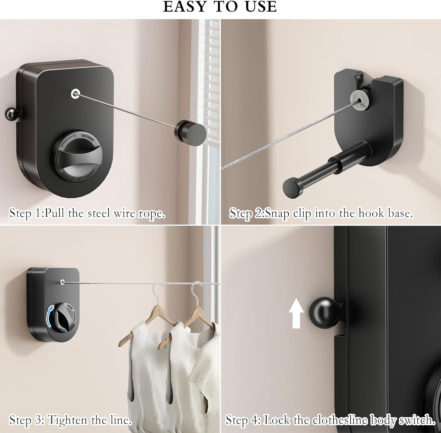 Wall Dryer WD-5 з висувним тросом для сушіння білизни у ванній, на балконі чи кухні - мініатюра 8