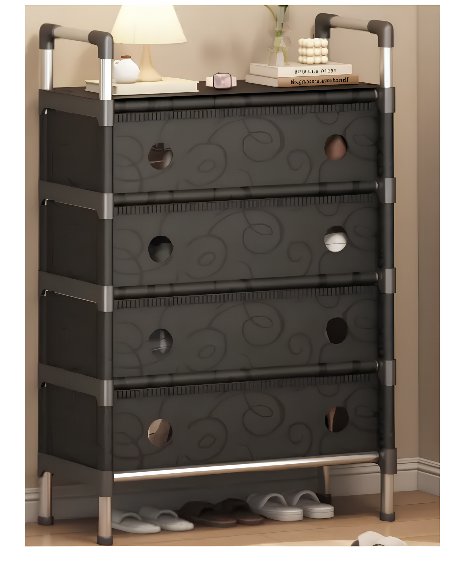 Полиця SKLM-31 на 4 секції для компактного зберігання взуття у коридорі та передпокої - мініатюра 2