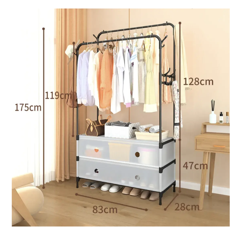 Органайзер MJPP83 з вішалкою для одягу і полицею для взуття для передпокою та спальні - мініатюра 3