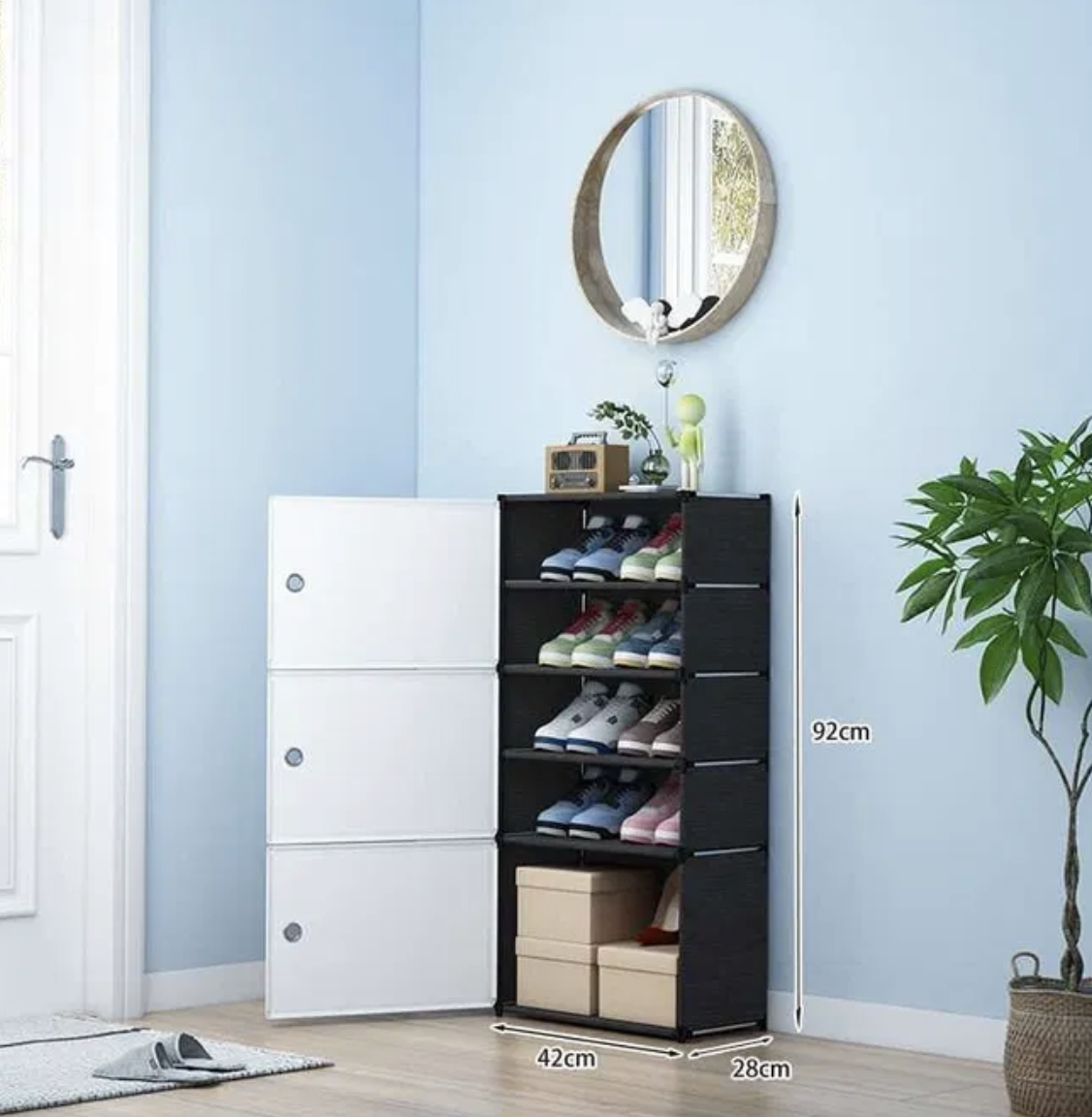 Закрита шафа для взуття BXG-03 для передпокою, гардеробної і компактного порядку вдома - мініатюра 2