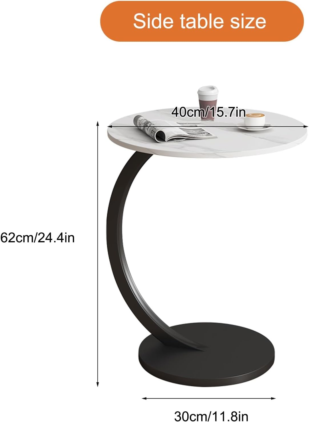 C-подібний столик 64224 для дивана, ліжка і компактного кавового кута вдома - мініатюра 2