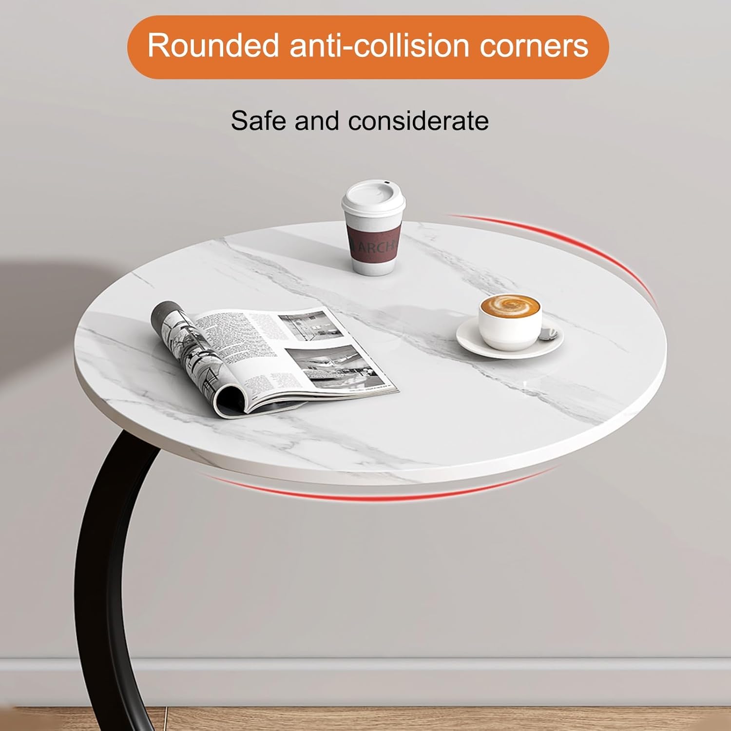 C-подібний столик 64224 для дивана, ліжка і компактного кавового кута вдома - мініатюра 3