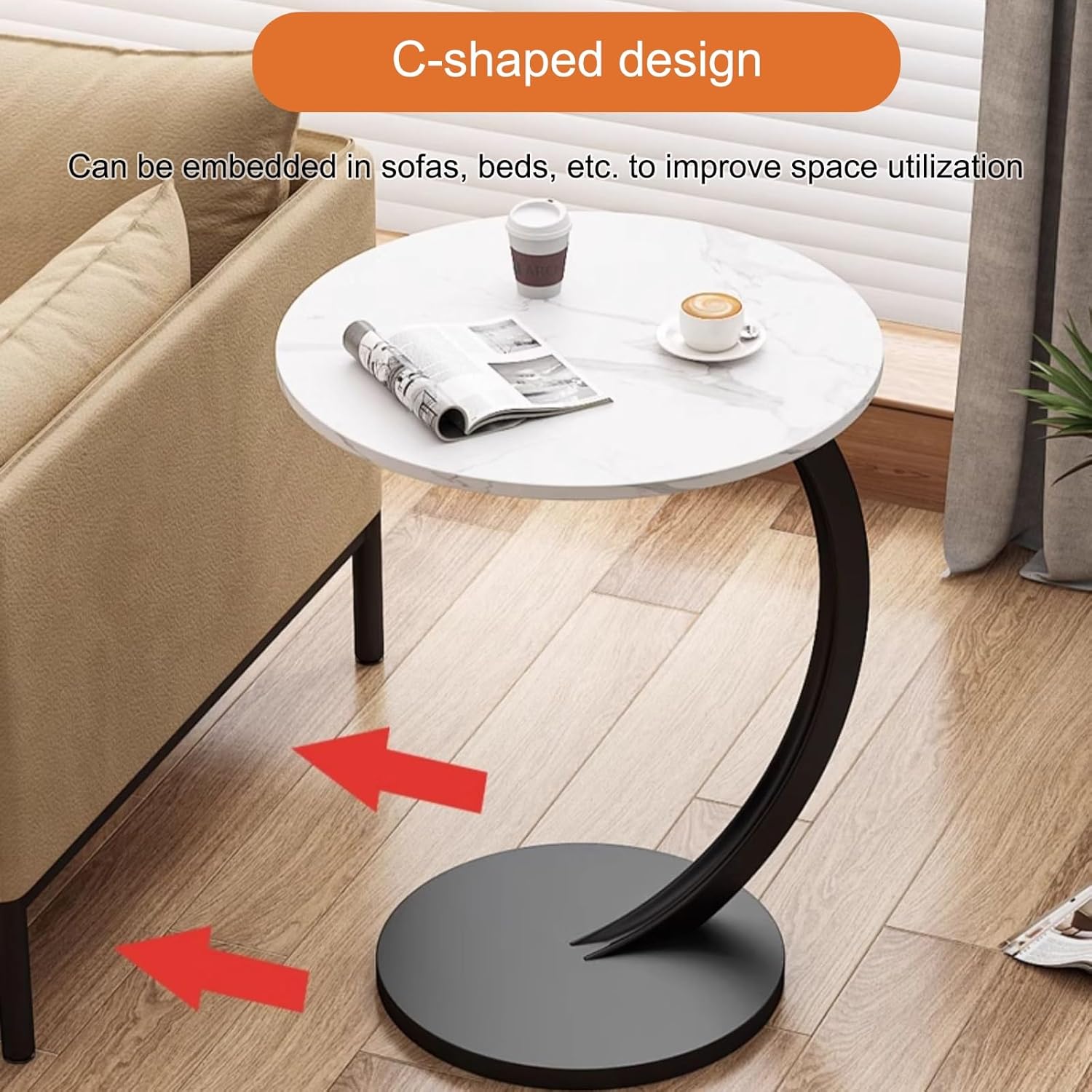 C-подібний столик 64224 для дивана, ліжка і компактного кавового кута вдома - мініатюра 6