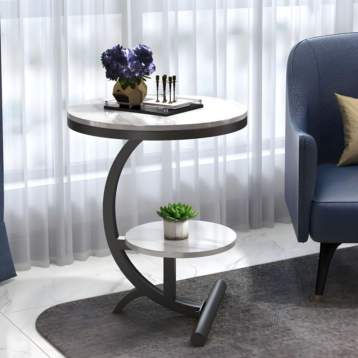 Приставний столик 64229 з двома рівнями і C-подібною основою для ліжка і дивана - мініатюра 7