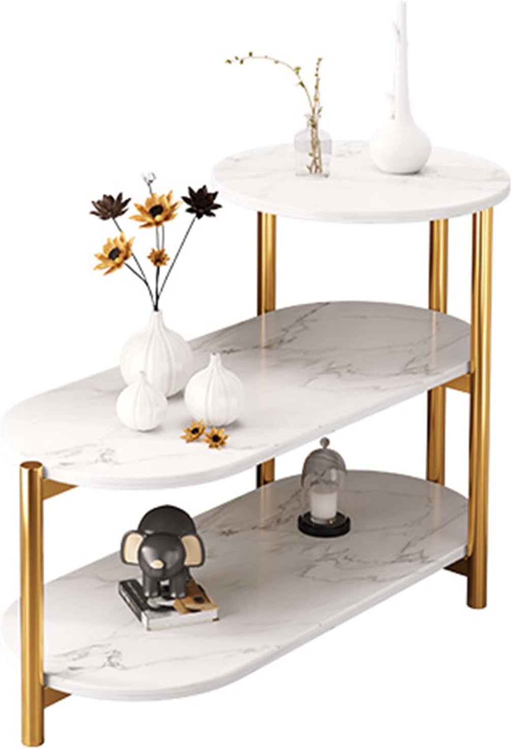 Трирівневий журнальний / приставний столик 5497 ∙ Стіл журнальний 5497 з полицями для книг і аксесуарів