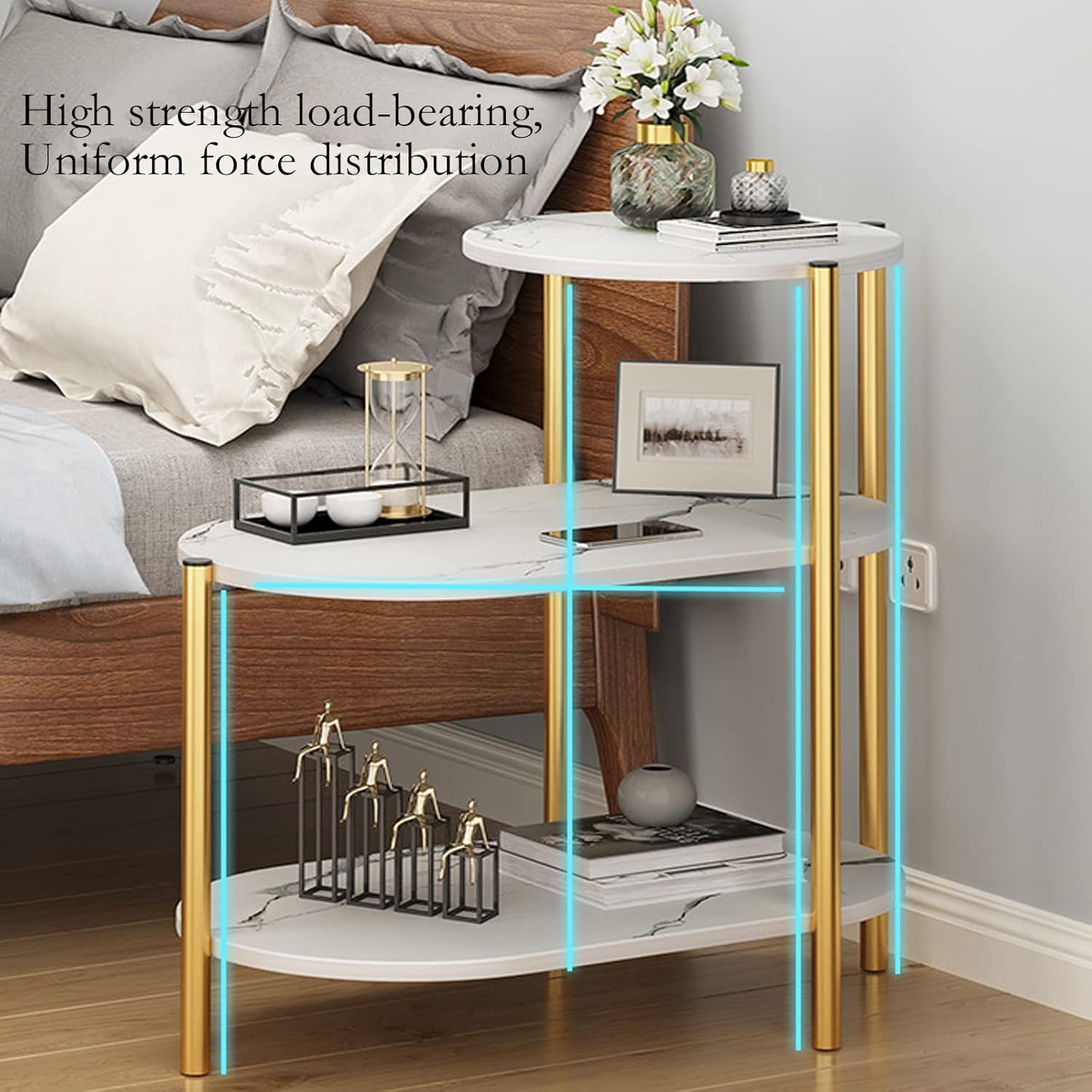 Трирівневий приставний столик 5497 з полицями для книг, декору і повсякденних дрібниць - мініатюра 3