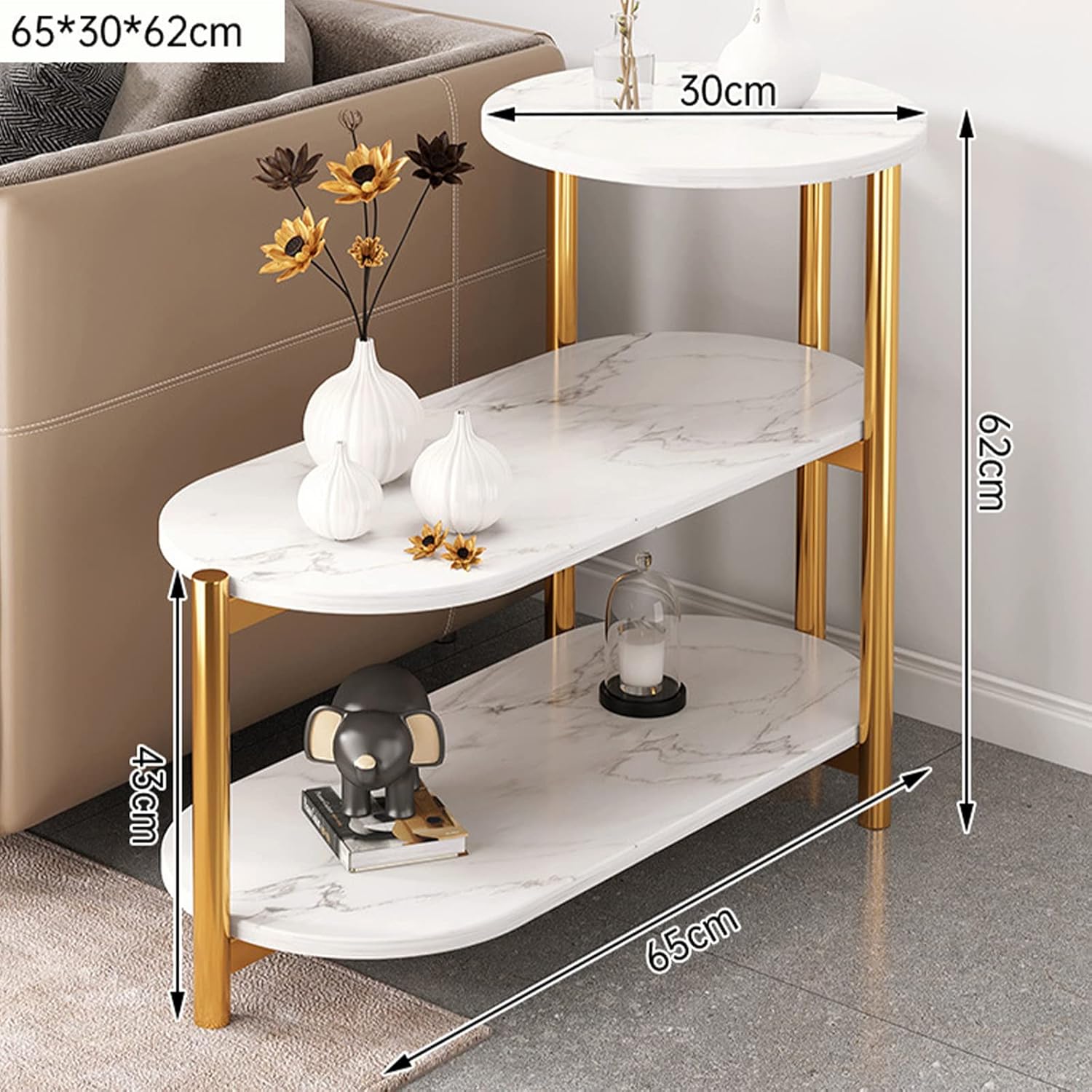 Трирівневий приставний столик 5497 з полицями для книг, декору і повсякденних дрібниць - мініатюра 4