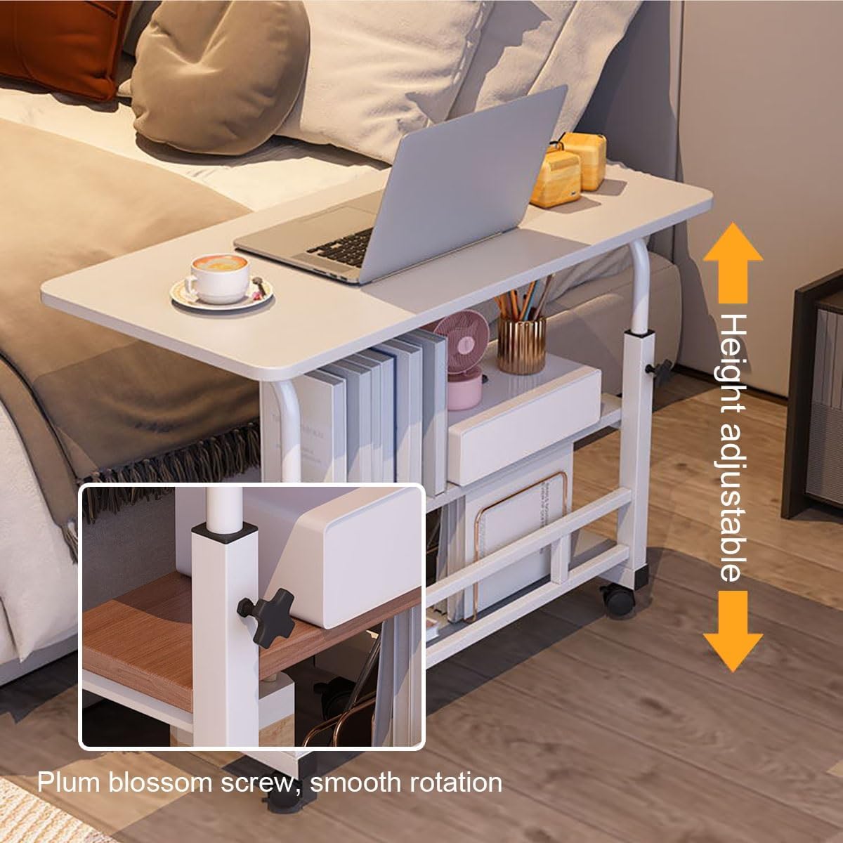 Мобільний столик 1846 для ноутбука з полицями і регулюванням висоти - мініатюра 2