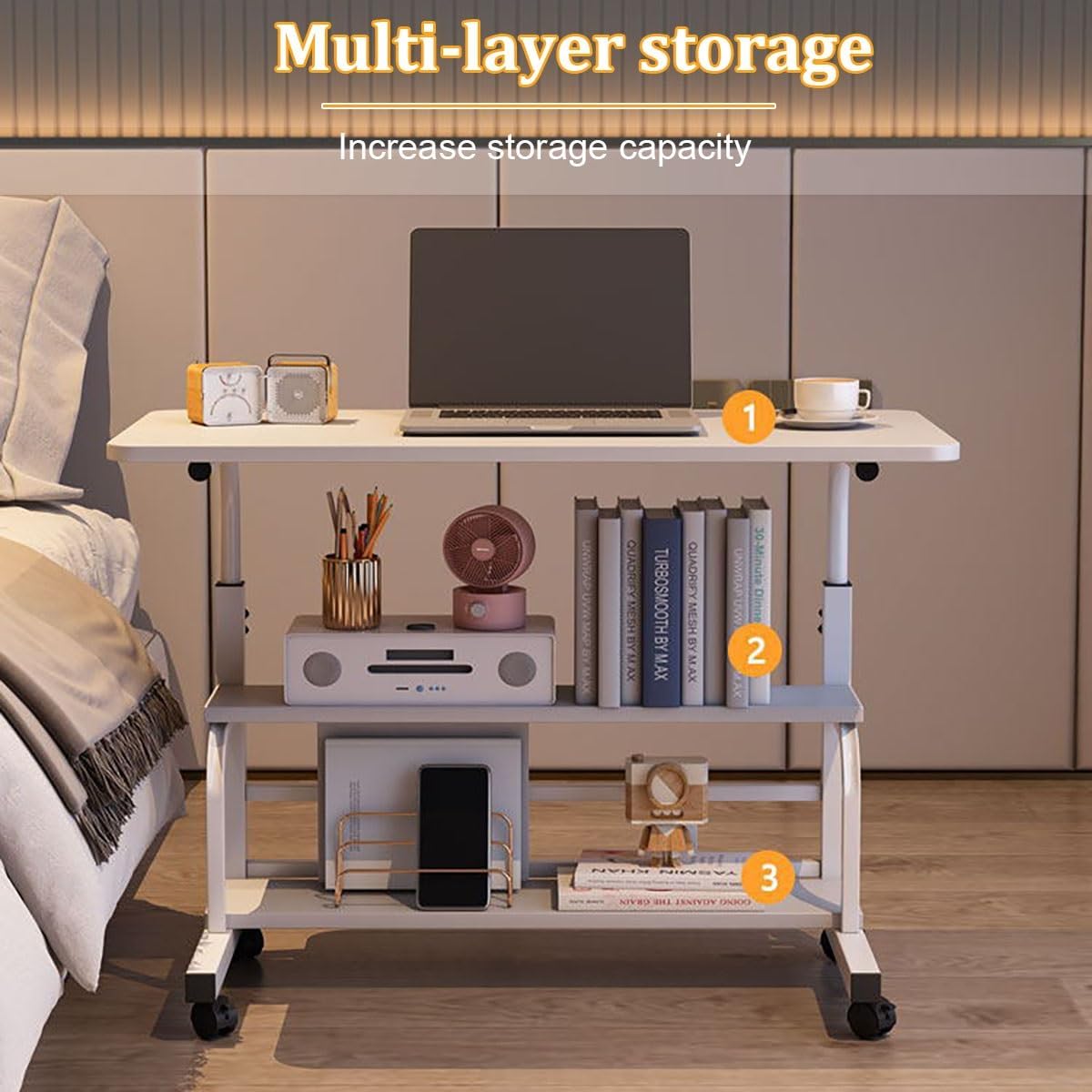 Мобільний столик 1846 для ноутбука з полицями і регулюванням висоти - мініатюра 3