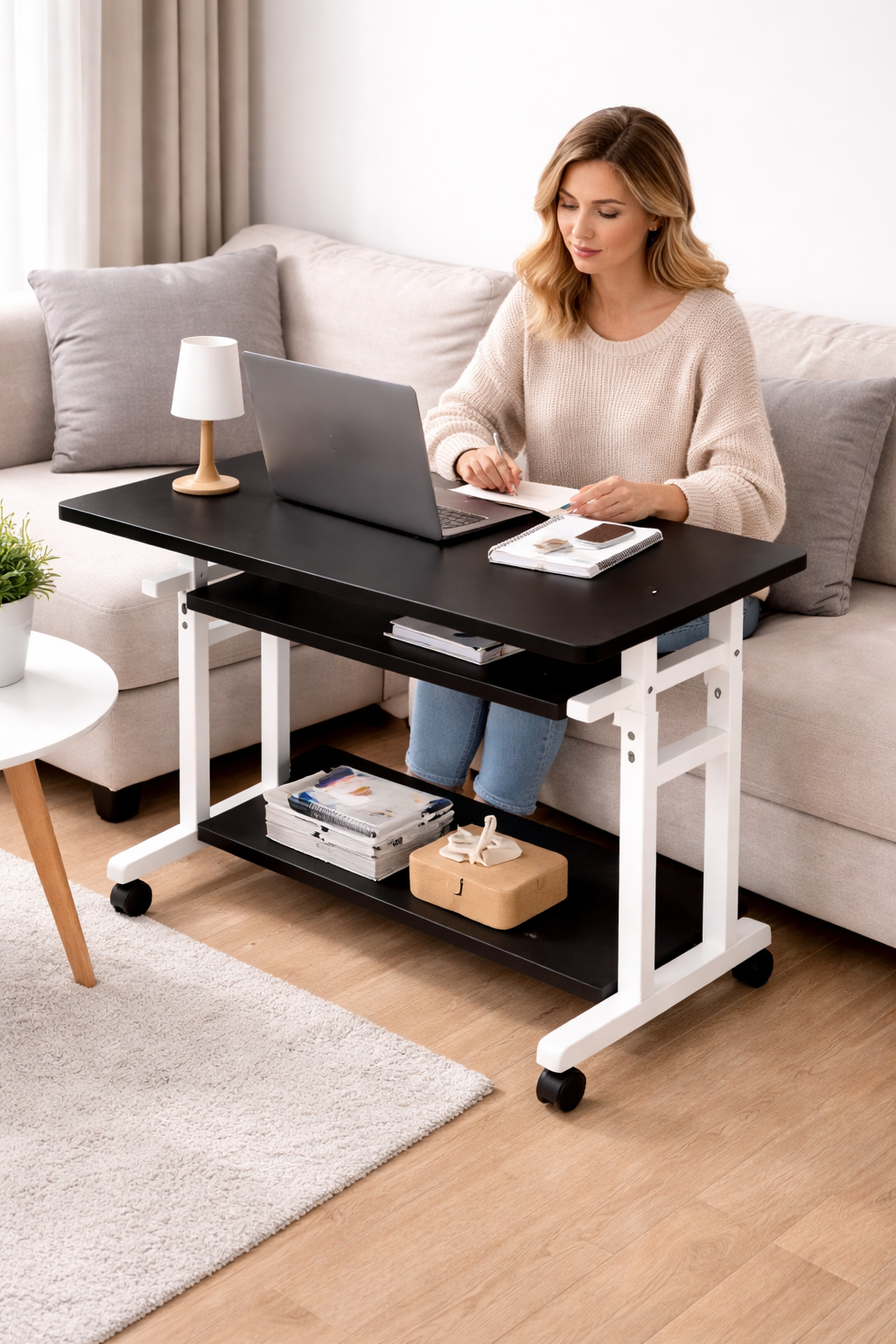 Мобільний комп'ютерний стіл 1845 з регулюванням висоти і полицею для клавіатури - мініатюра 5