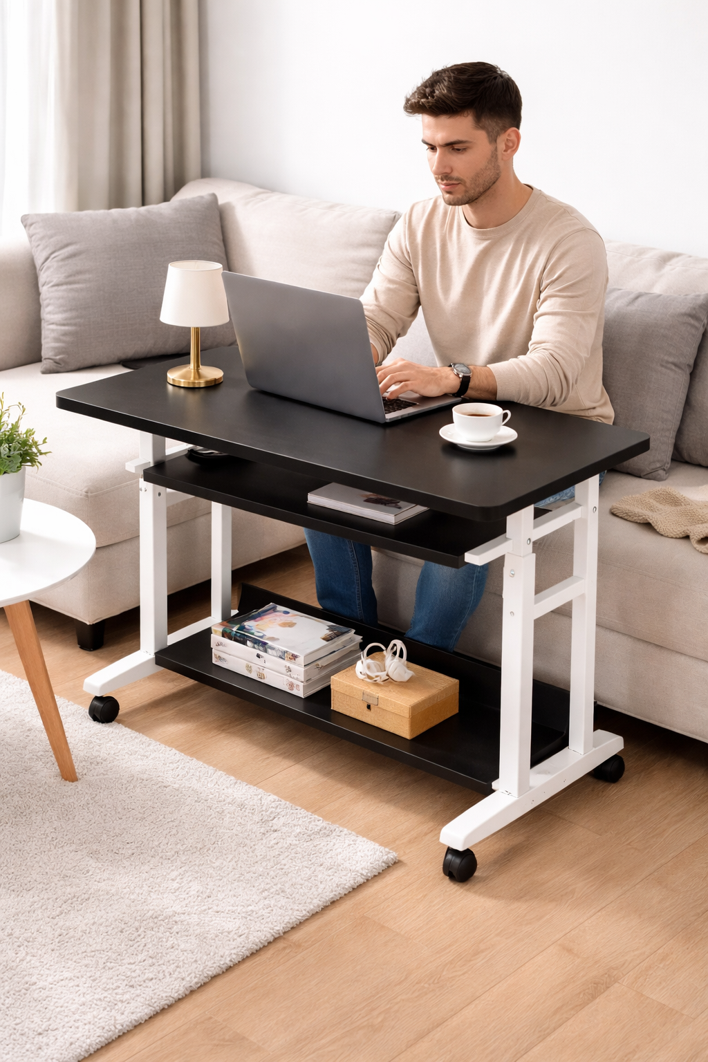 Мобільний комп'ютерний стіл 1845 з регулюванням висоти і полицею для клавіатури - мініатюра 7