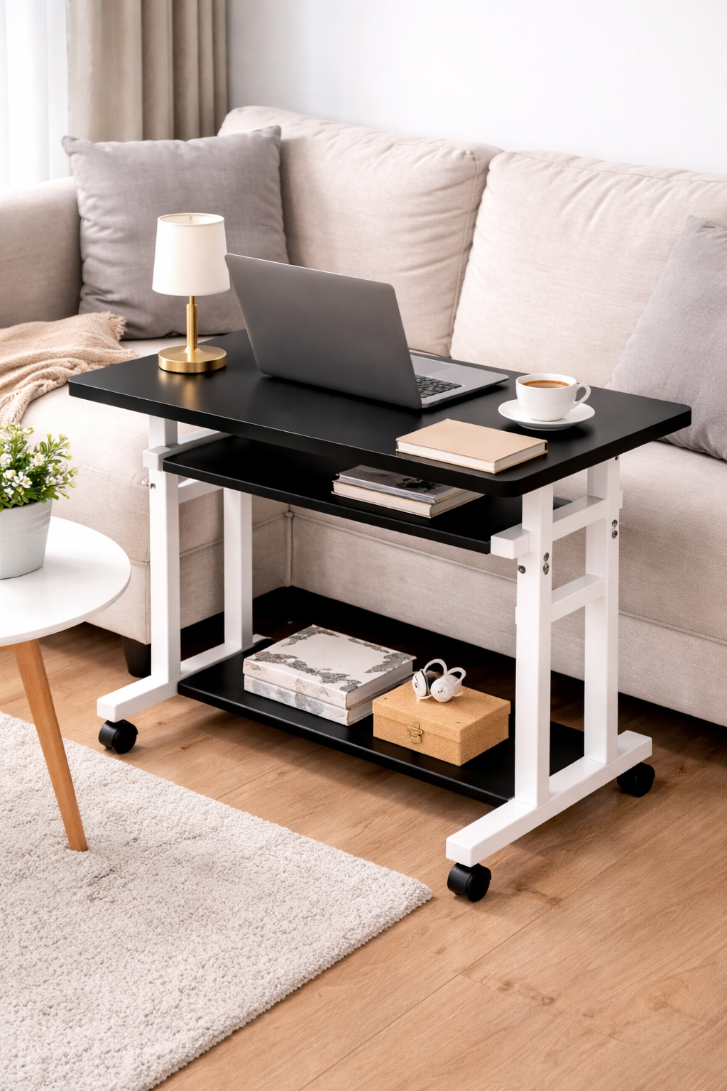 Мобільний комп'ютерний стіл 1845 з регулюванням висоти і полицею для клавіатури - мініатюра 9