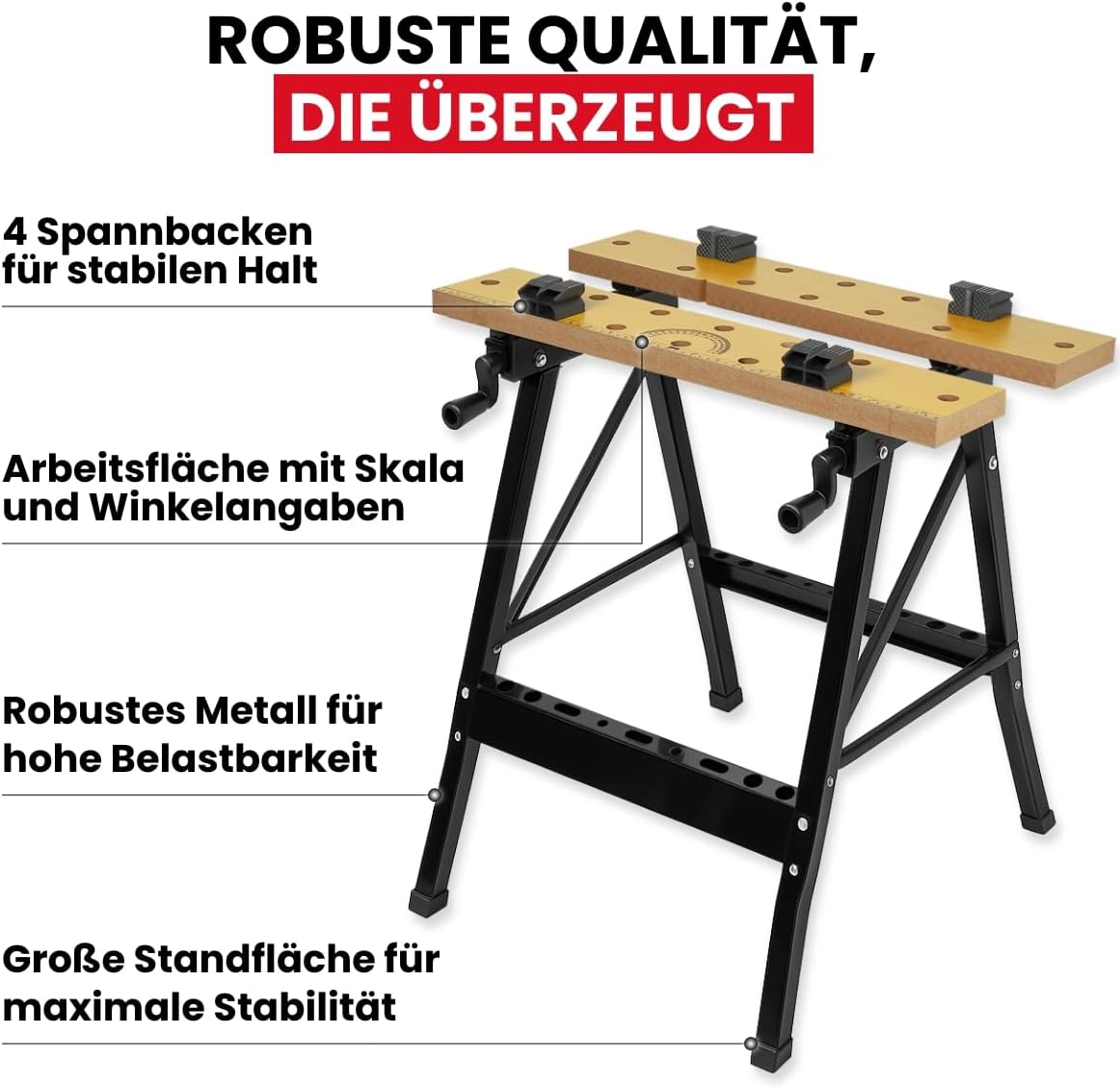 Складаний стіл-верстак Vorel FT для майстерні, виїзних робіт і фіксації заготовок - мініатюра 2