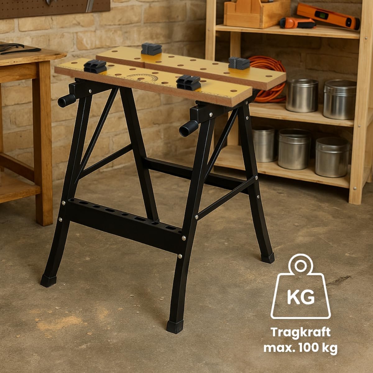 Складаний стіл-верстак Vorel FT для майстерні, виїзних робіт і фіксації заготовок - мініатюра 5