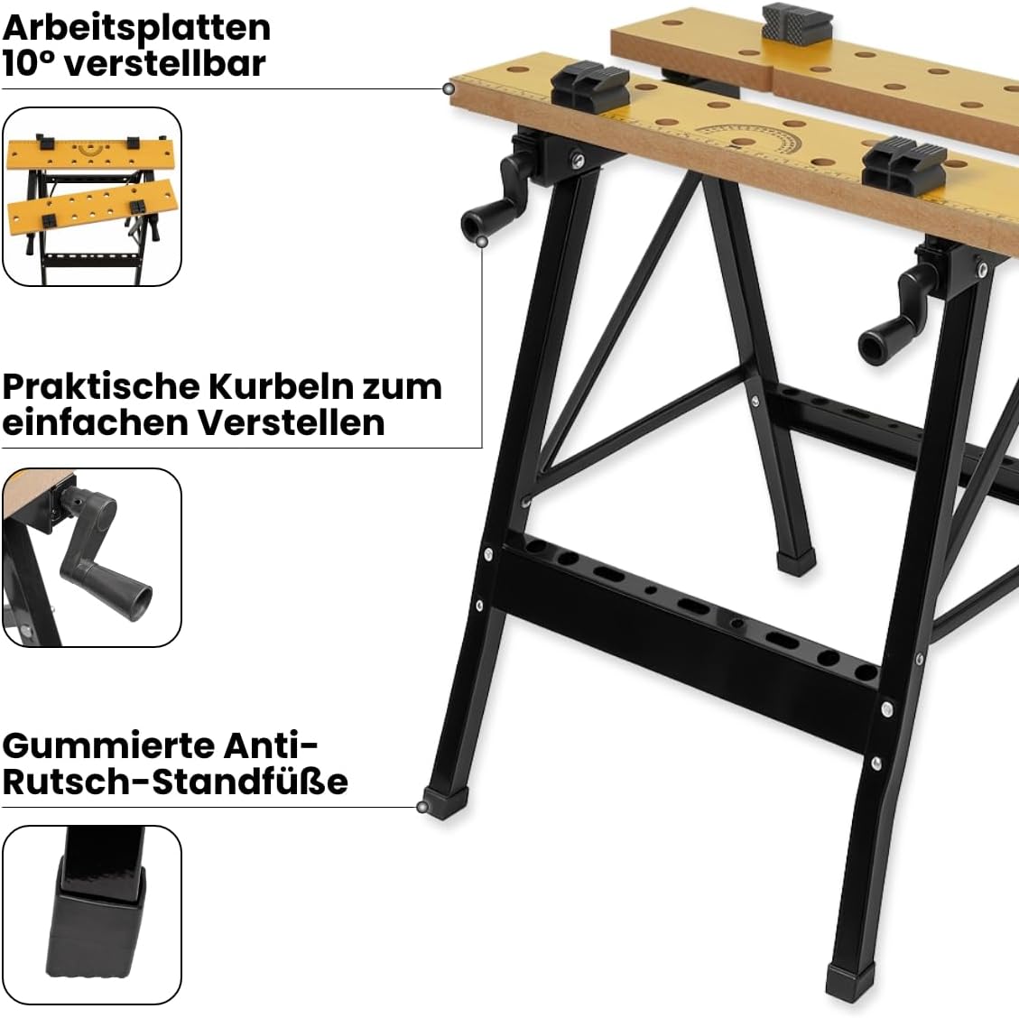 Складаний стіл-верстак Vorel FT для майстерні, виїзних робіт і фіксації заготовок - мініатюра 7