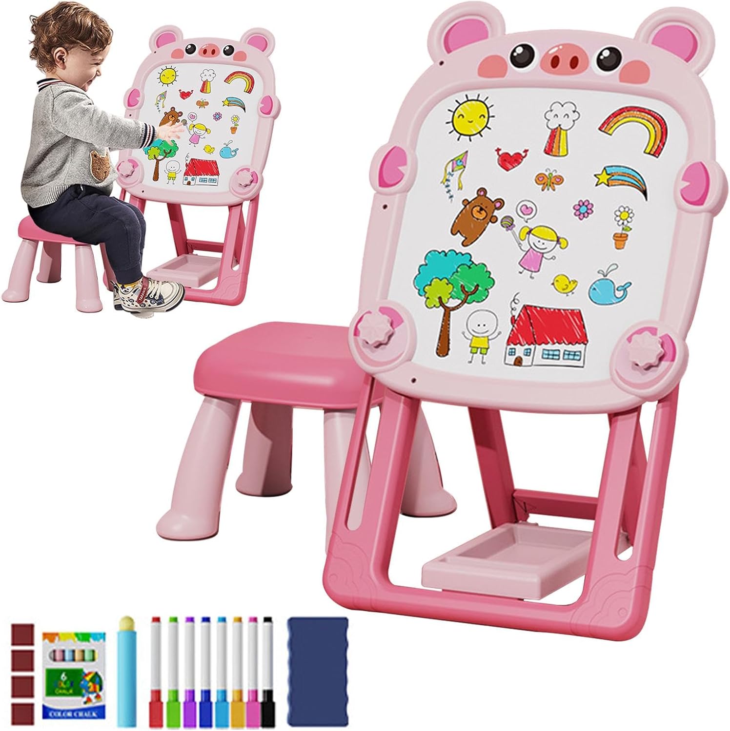 Двосторонній мольберт Happy BLB-Toys для малювання, магнітів і творчих занять - мініатюра 4