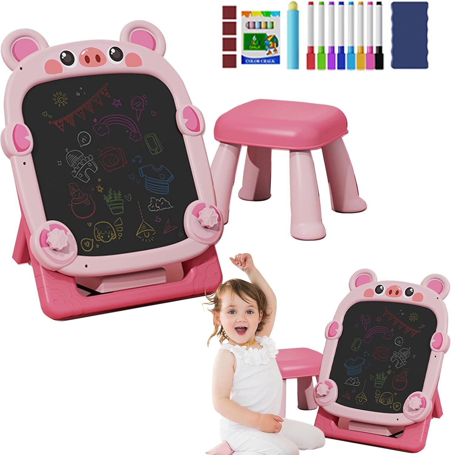 Двосторонній мольберт Happy BLB-Toys для малювання, магнітів і творчих занять - мініатюра 8