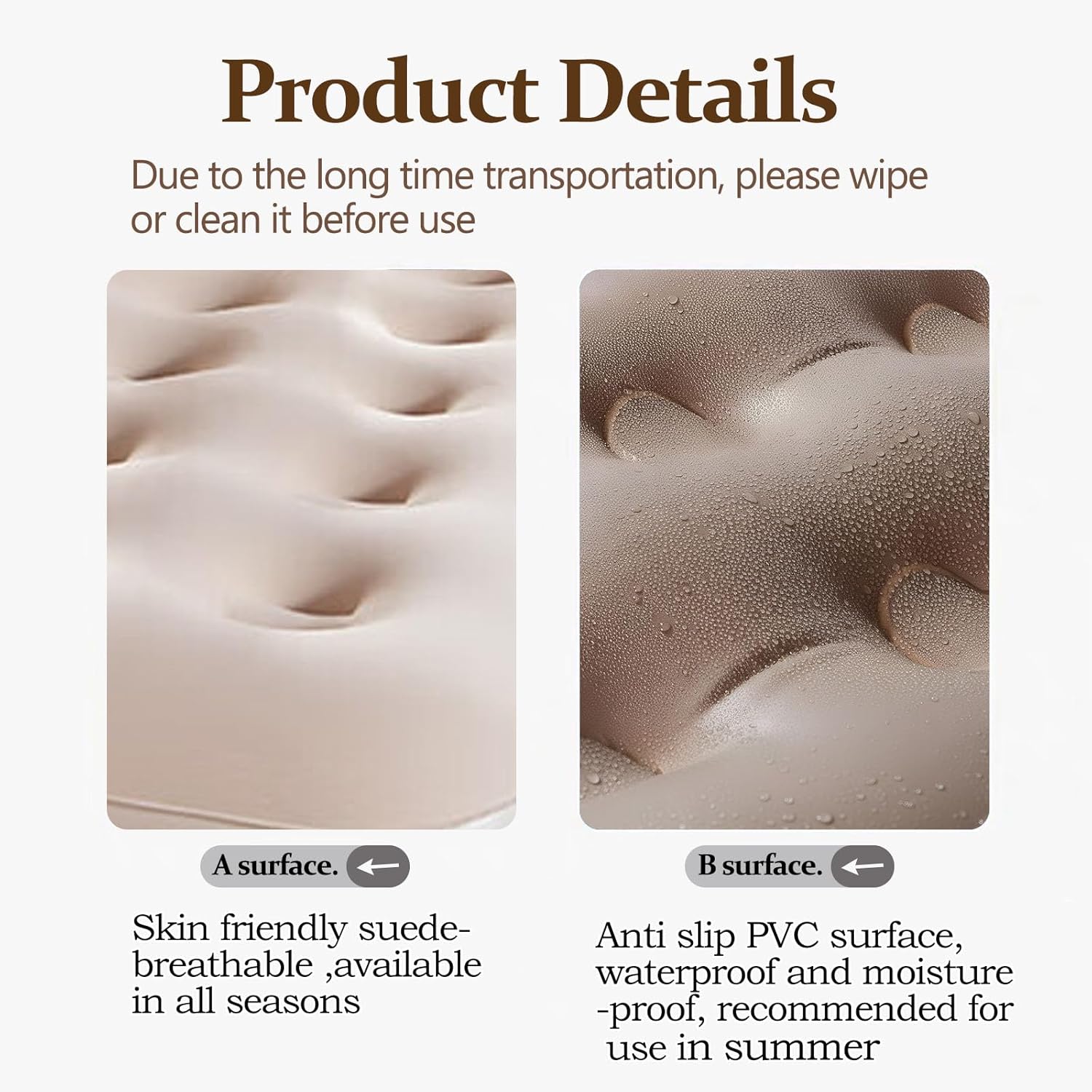 Односпальний надувний матрац 191 x 73 x 22 см для дому і кемпінгу - мініатюра 5