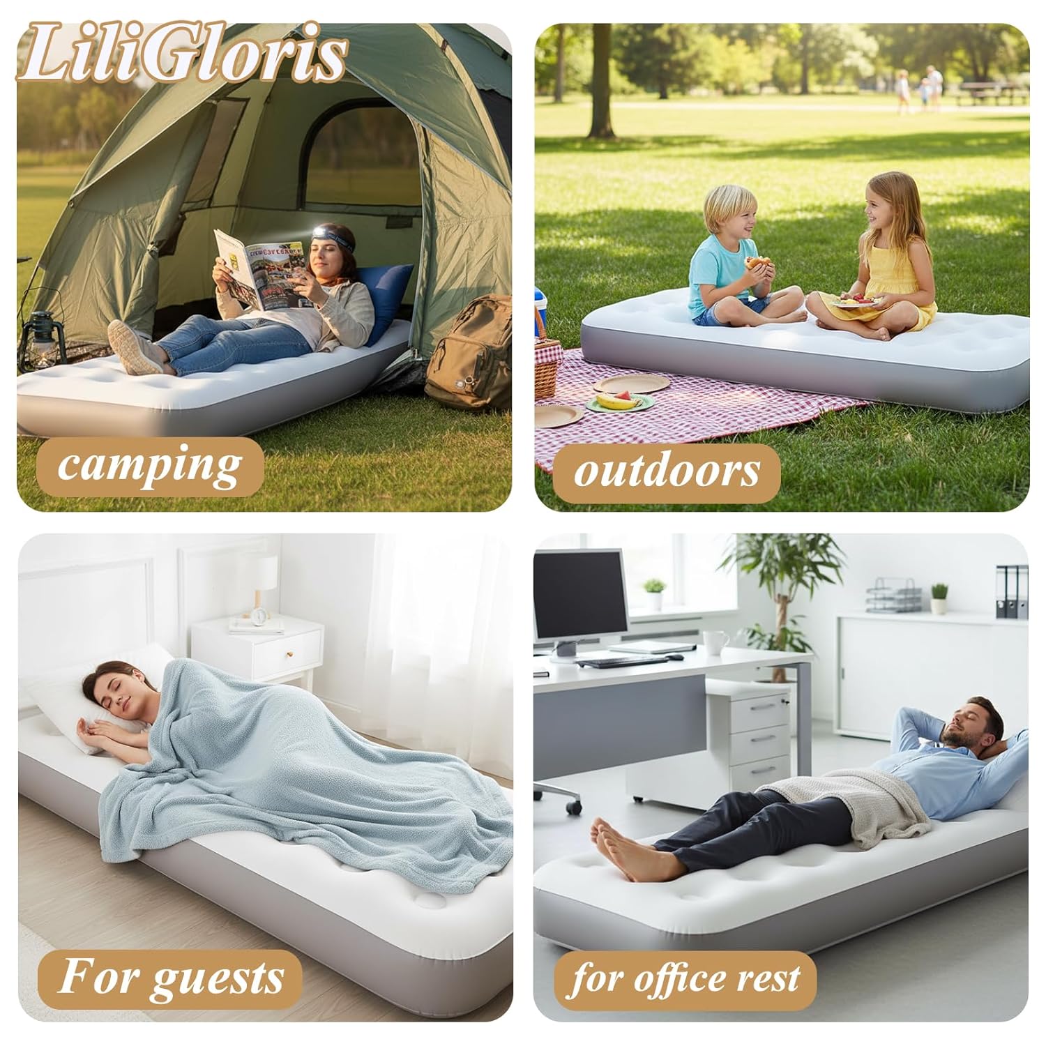 Односпальний надувний матрац 191 x 73 x 22 см для дому і кемпінгу - мініатюра 6