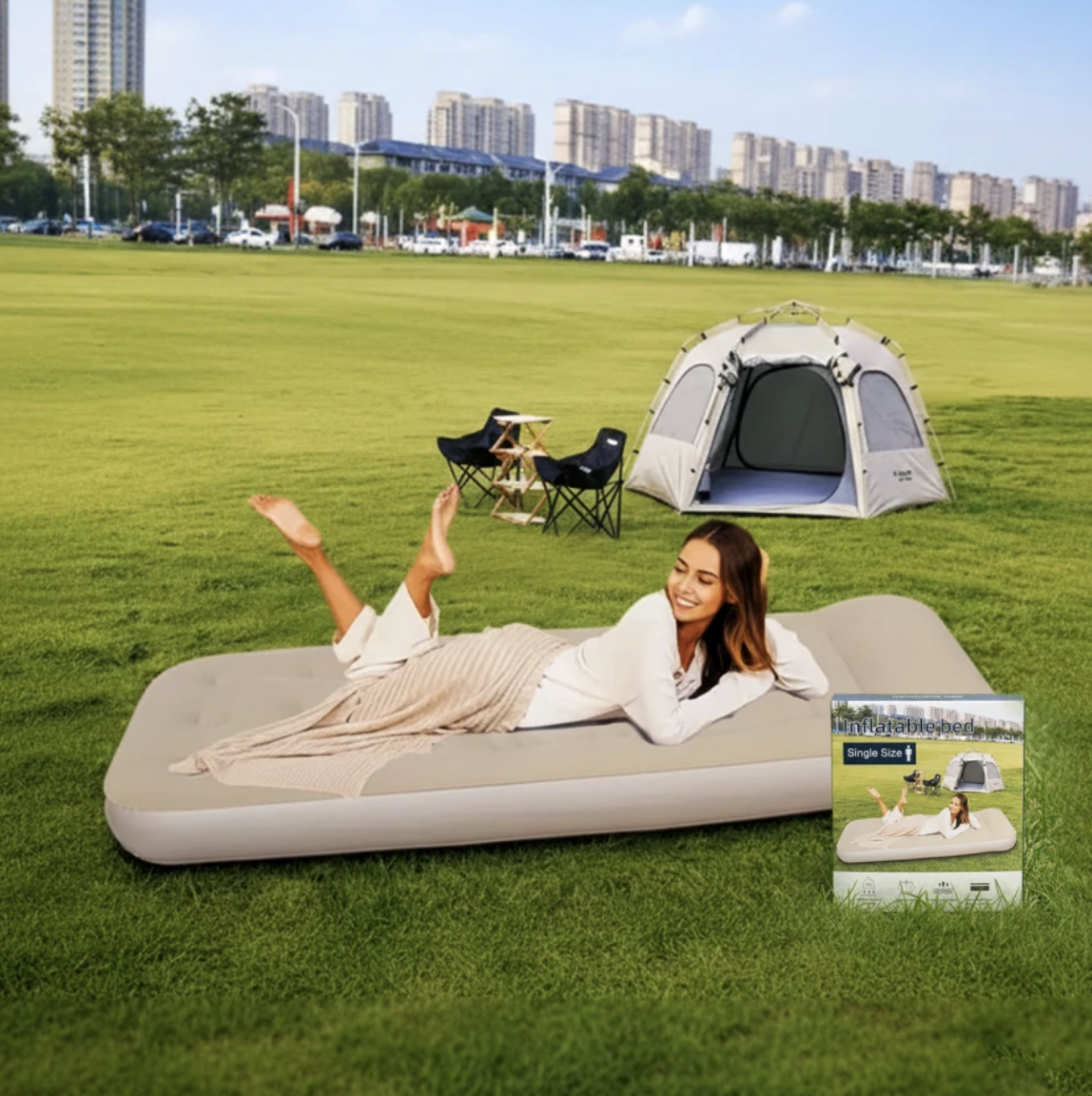 Односпальний надувний матрац 191 x 73 x 22 см для дому і кемпінгу - мініатюра 10