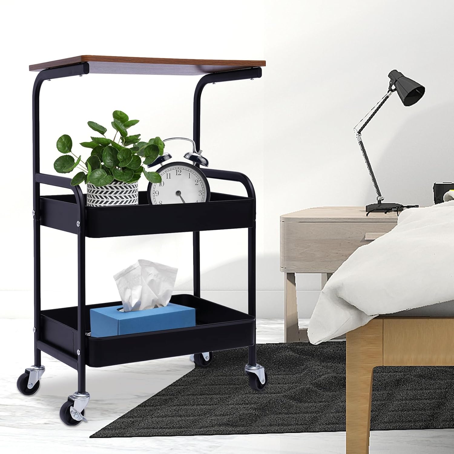 Етажерка AWD Interior лофт на колесах з кошиками і полицею МДФ - мініатюра 3