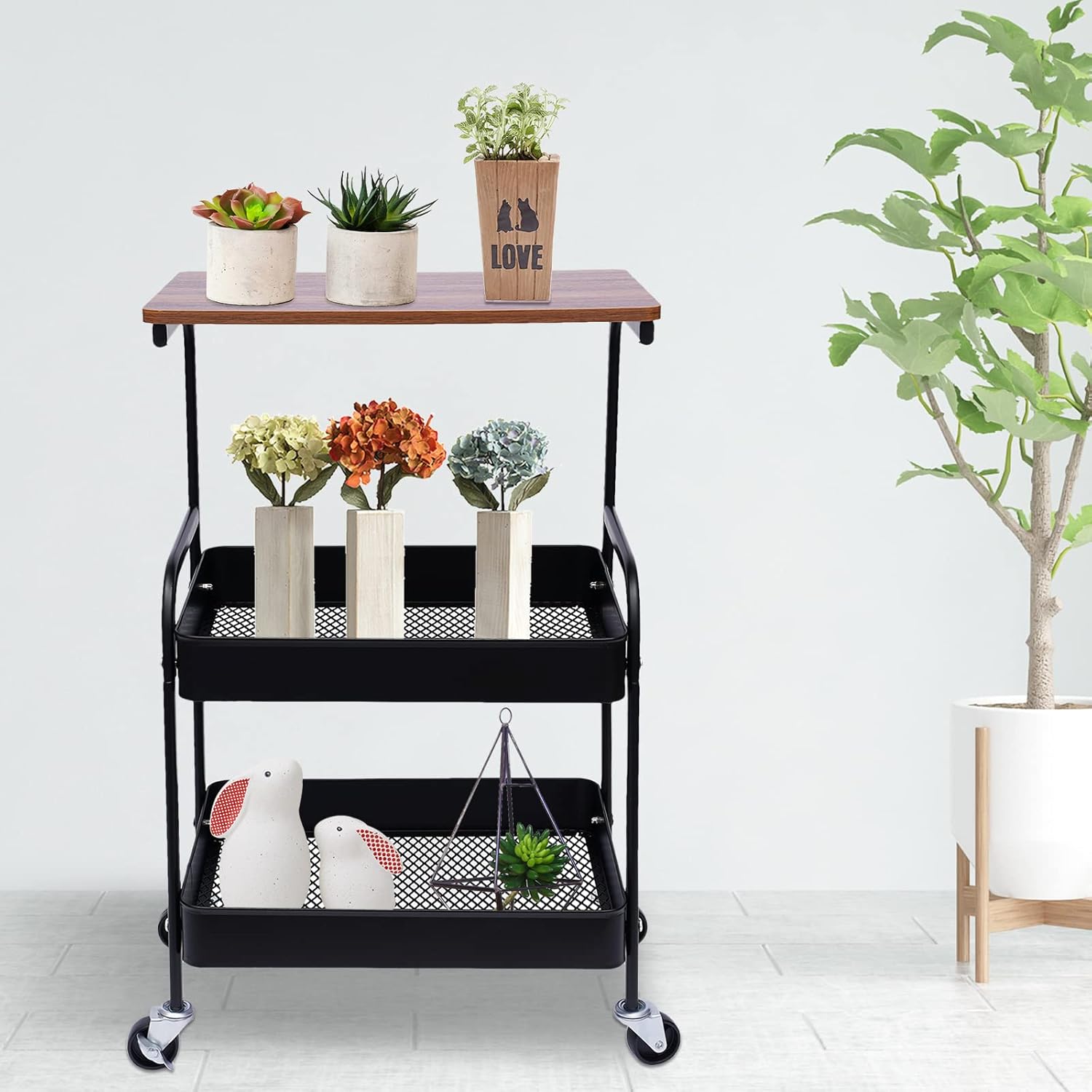 Етажерка AWD Interior лофт на колесах з кошиками і полицею МДФ - мініатюра 5