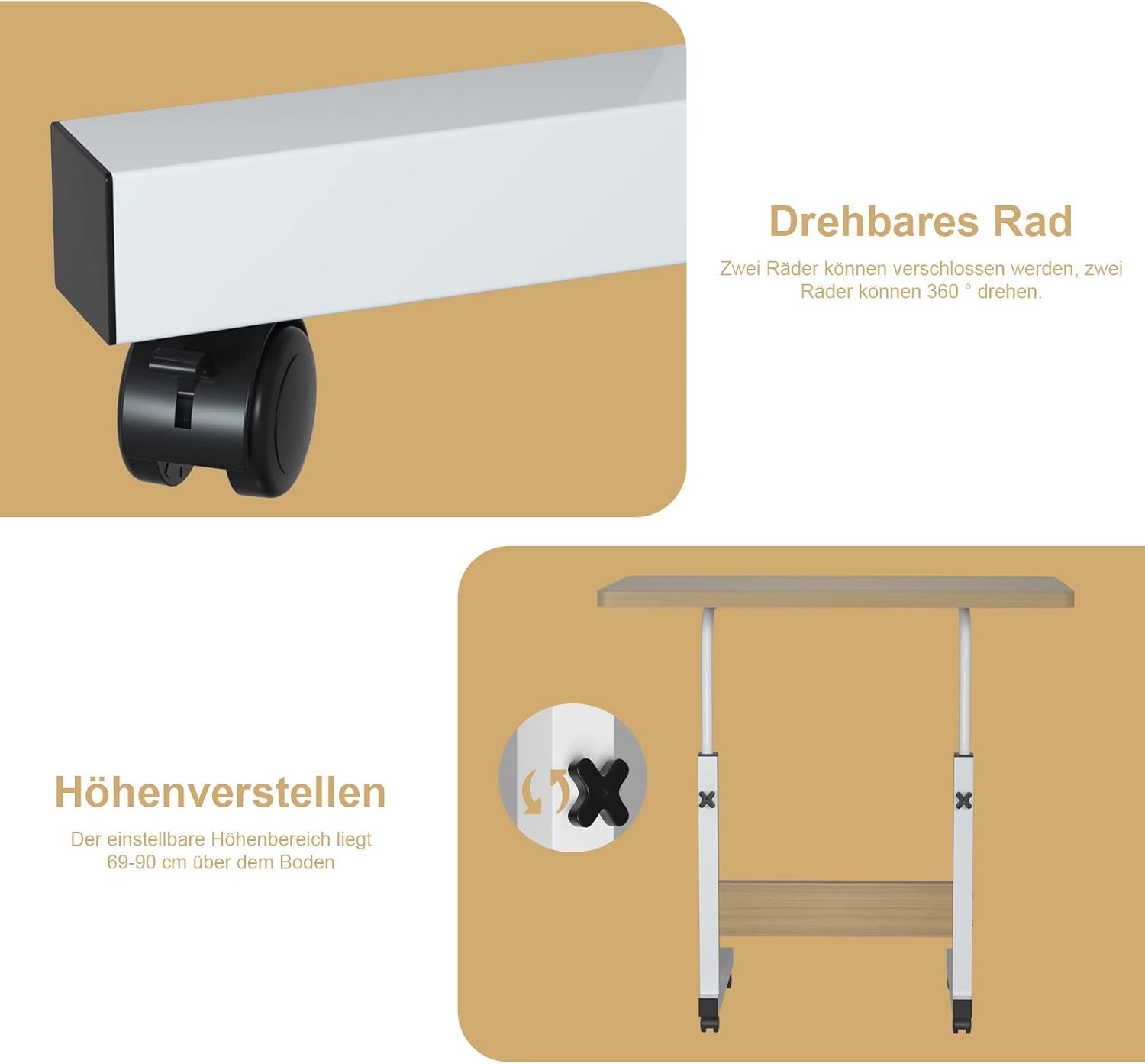 Столик для ноутбука Drom 60 x 40 см з регулюванням висоти і колесами - мініатюра 2