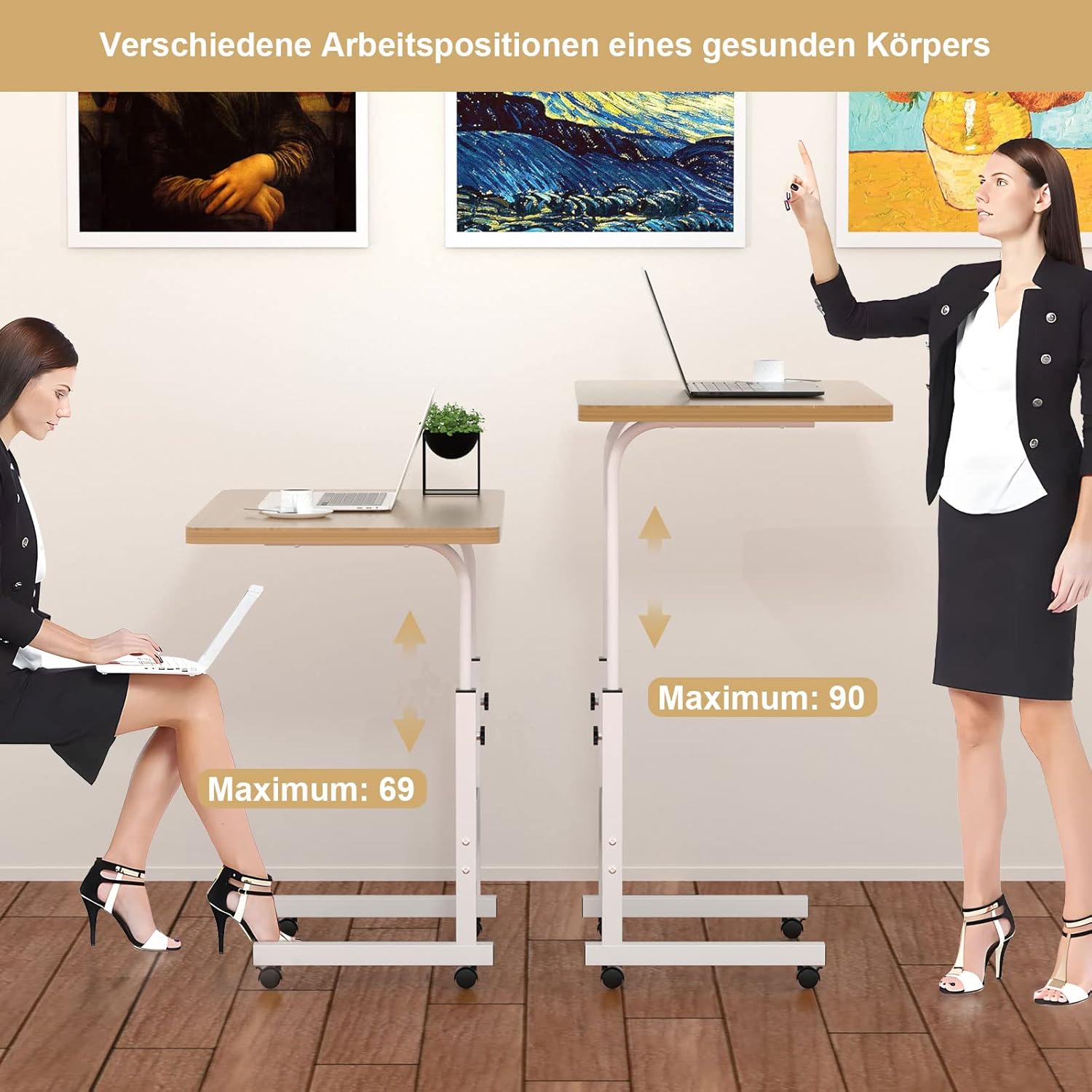 Столик для ноутбука Drom 60 x 40 см з регулюванням висоти і колесами - мініатюра 7