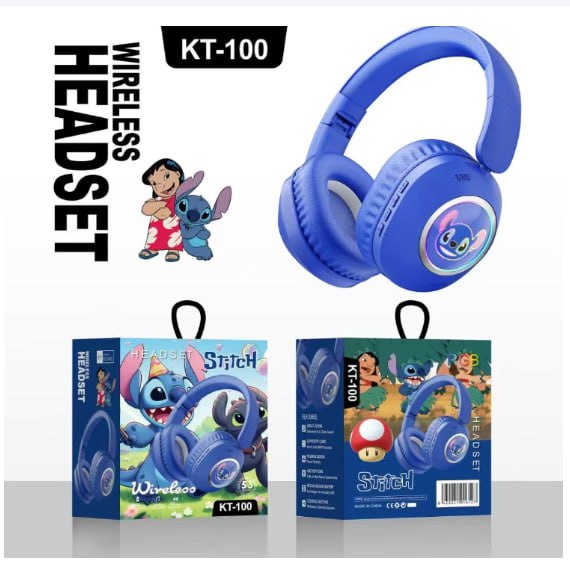 Навушники Stitch KT-100 з Bluetooth і яскравим мультяшним дизайном - мініатюра 3