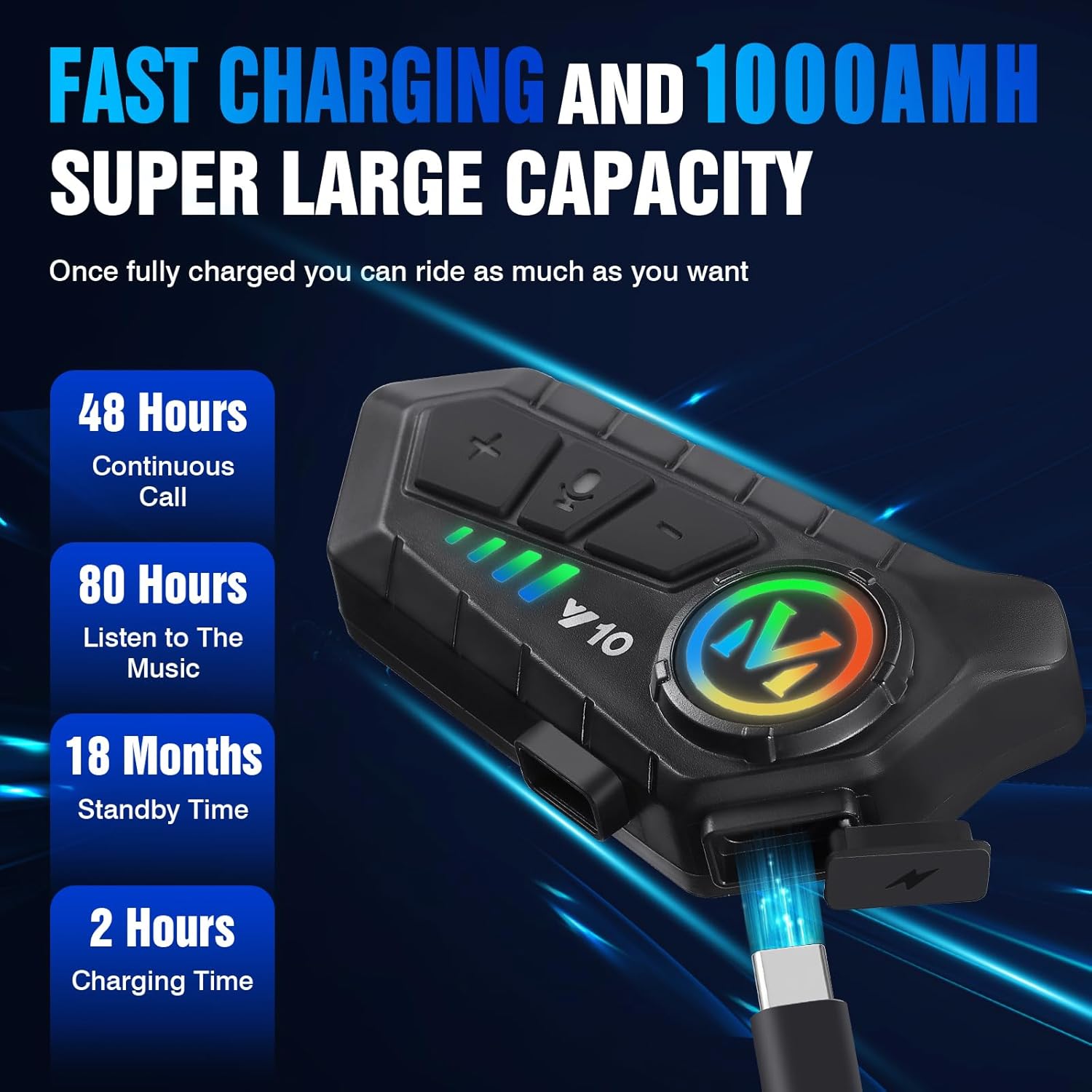 Мотогарнітура Y10 з Bluetooth 5.3 для шолома і дороги - мініатюра 3