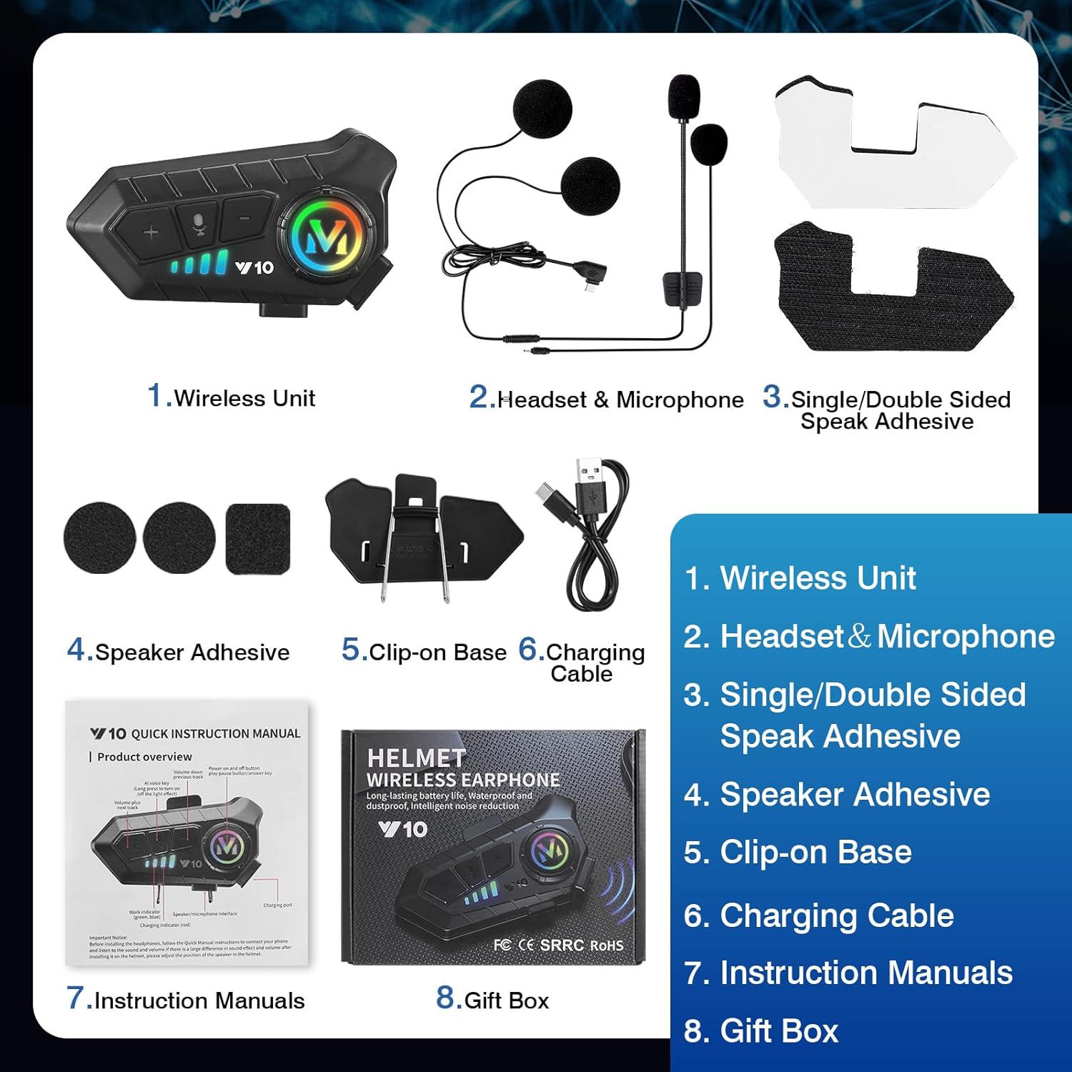 Мотогарнітура Y10 з Bluetooth 5.3 для шолома і дороги - мініатюра 6