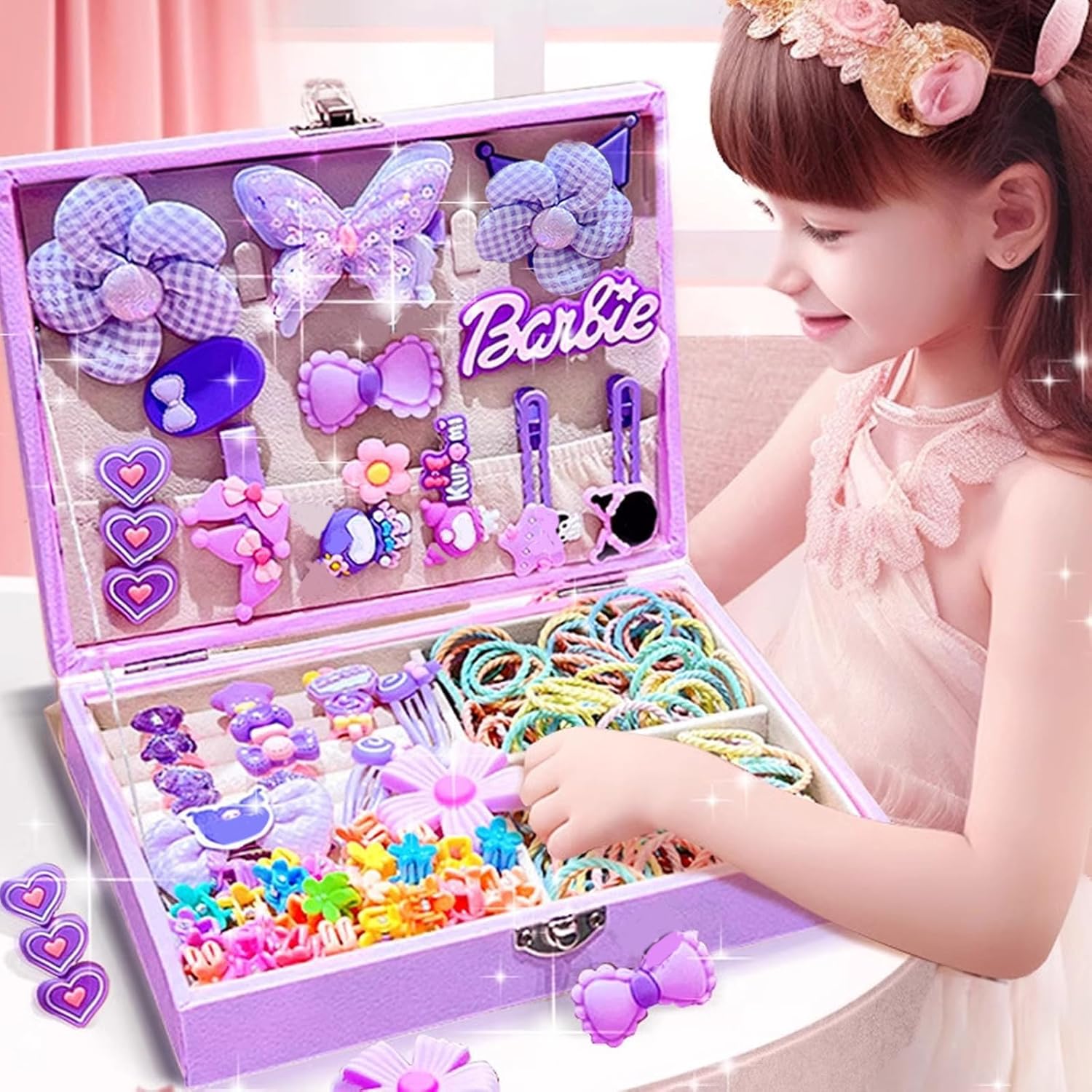 Подарунковий набір шпильок і гумок Куромі ∙ Дитячий набір аксесуарів Куромі для волосся