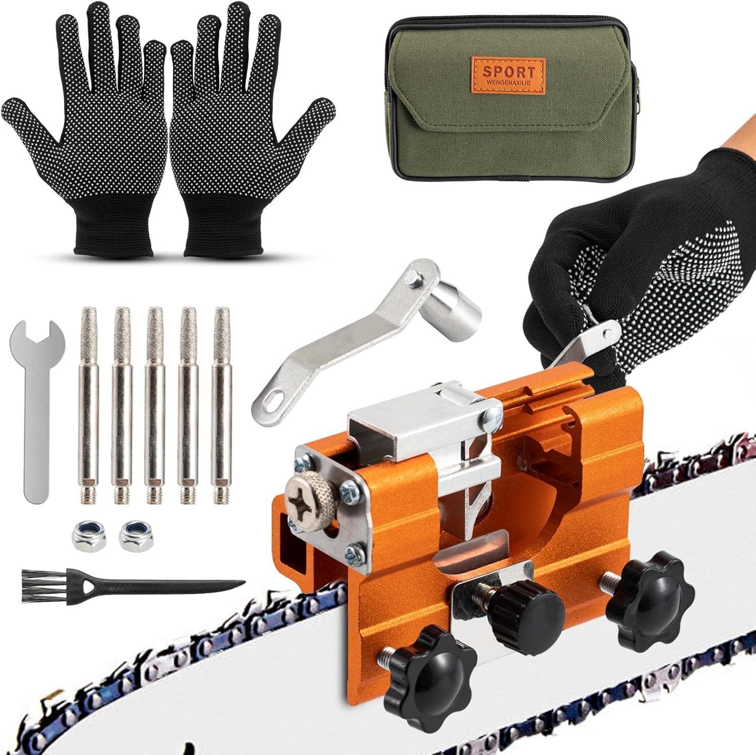 Ручний точильний верстат BIGSTREN без демонтажу ∙ Точилка для заточування ланцюгів бензопил BIGSTREN