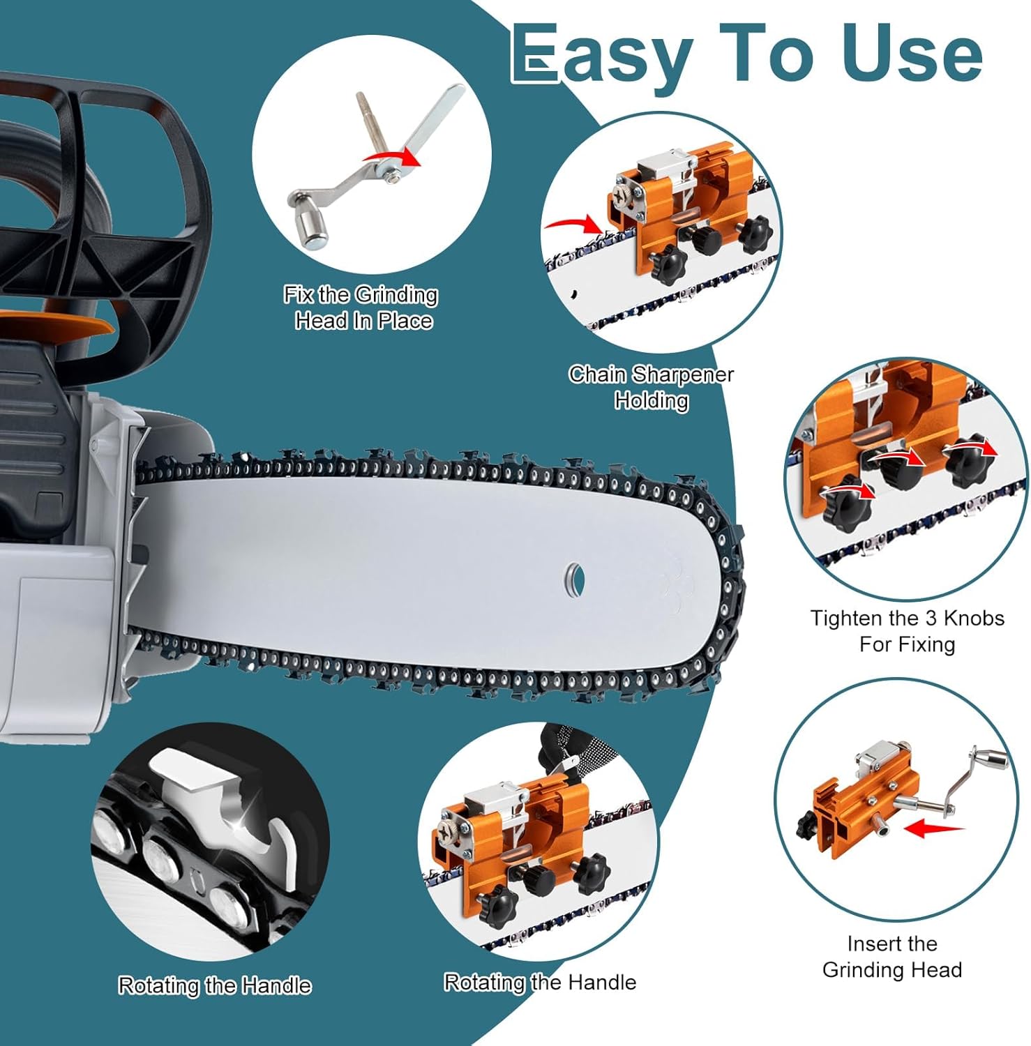 Ручна точилка BIGSTREN для заточування ланцюга бензопили без демонтажу - мініатюра 5