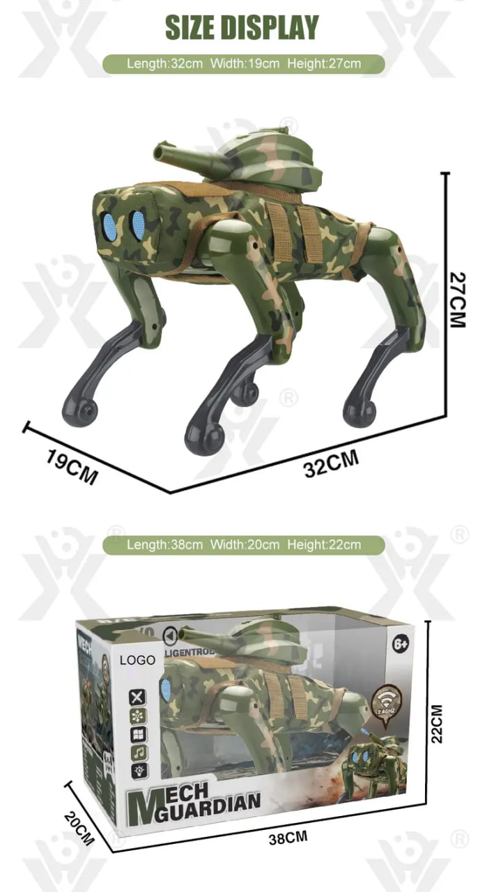 Робот-собака MECH GUARDIAN QF660-2M з пультом, голосовим керуванням і LED-очима - мініатюра 2