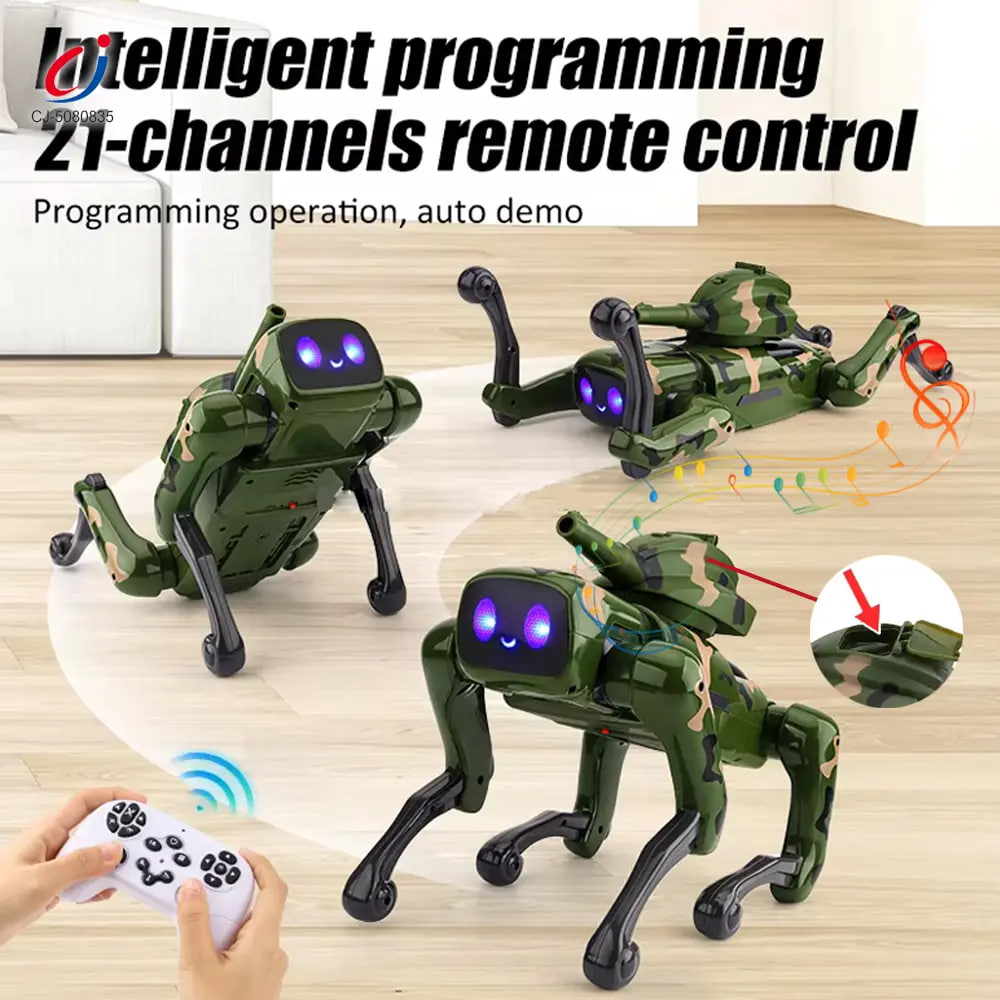 Робот-собака MECH GUARDIAN QF660-2M з пультом, голосовим керуванням і LED-очима - мініатюра 5