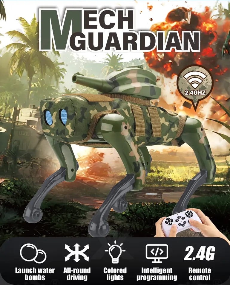 Робот-собака MECH GUARDIAN QF660-2M з пультом, голосовим керуванням і LED-очима - мініатюра 6